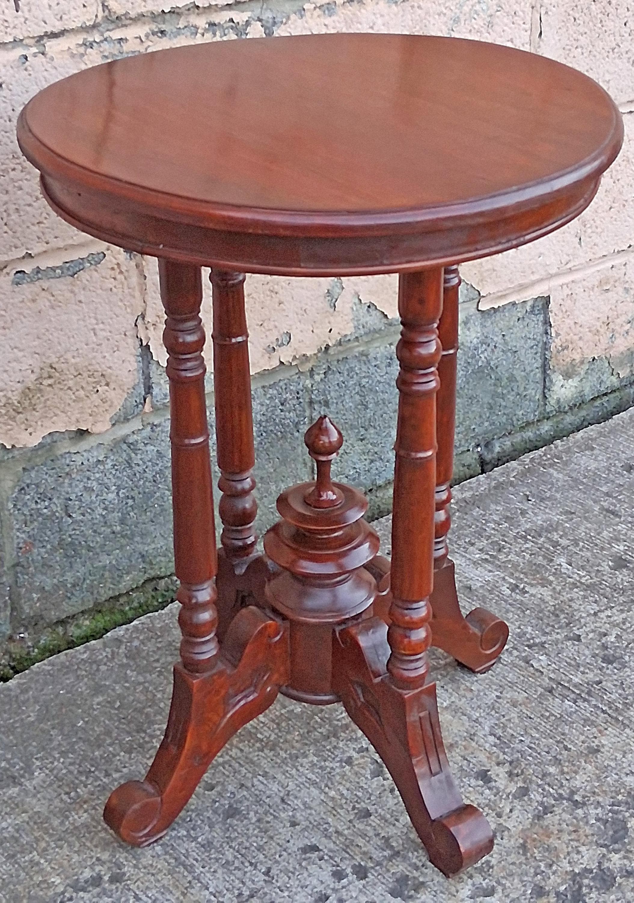 Antique Vintage Old Salvaged Reclaimed Victorian SOLID Mahogany Wood Wooden Circular Side Accent End Lamp Plant Stand Table Nightstand - image 4