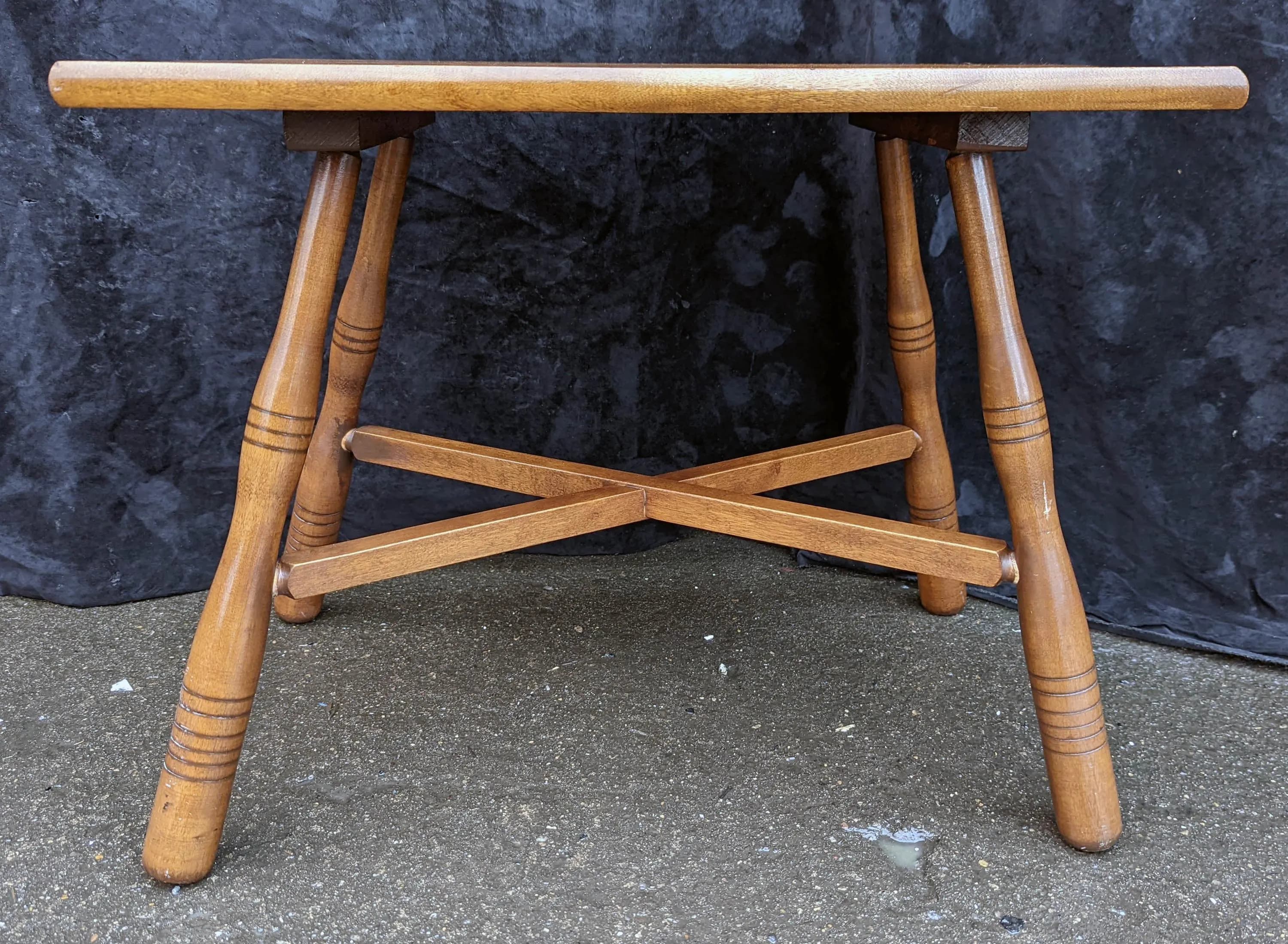 Small Vintage Antique Old Solid Birch Wood Wooden Rectangular Table Foot Step Stool Plant Stand Side Accent Chair Seat - image 4