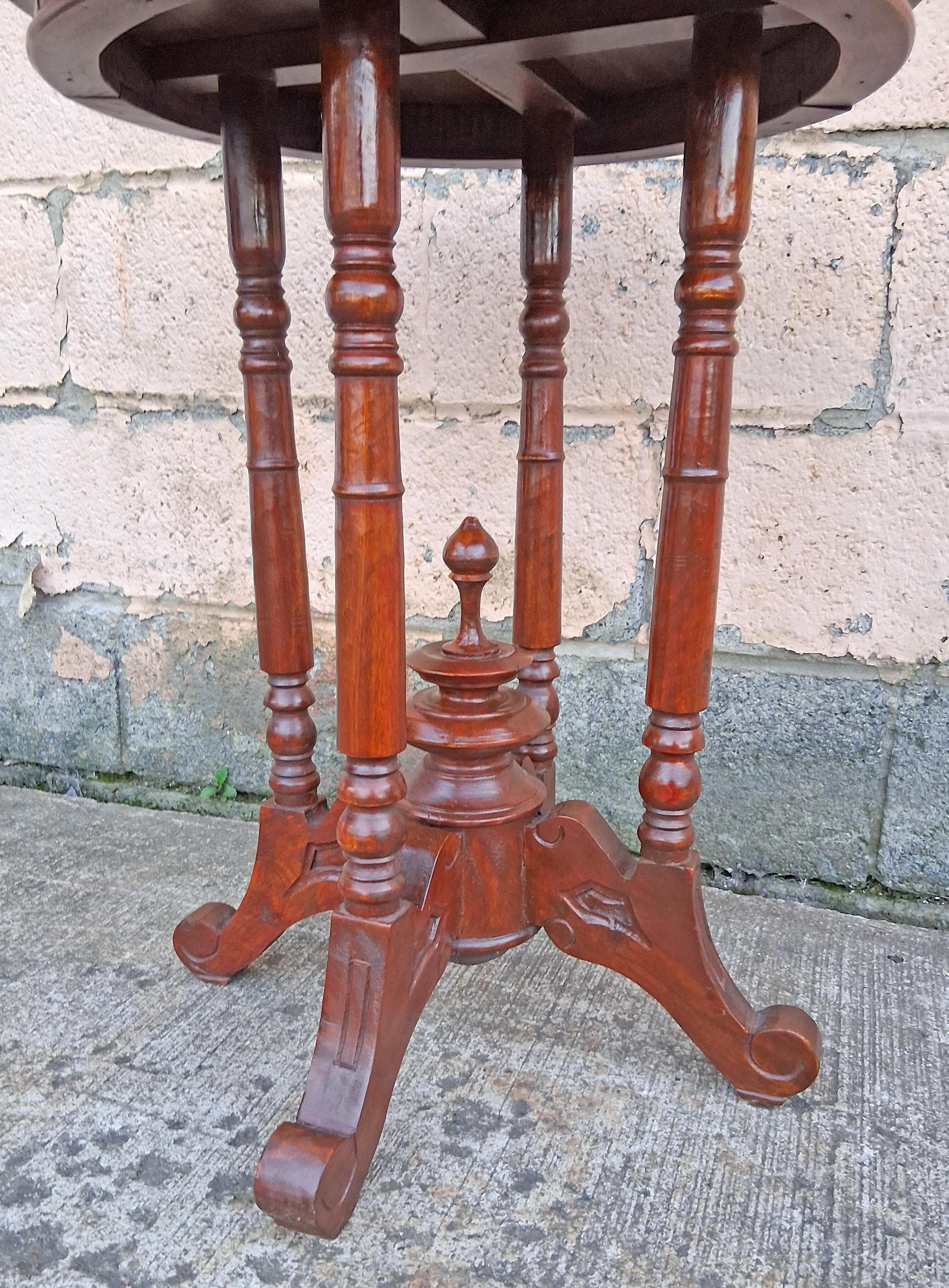 Antique Vintage Old Salvaged Reclaimed Victorian SOLID Mahogany Wood Wooden Circular Side Accent End Lamp Plant Stand Table Nightstand - image 5