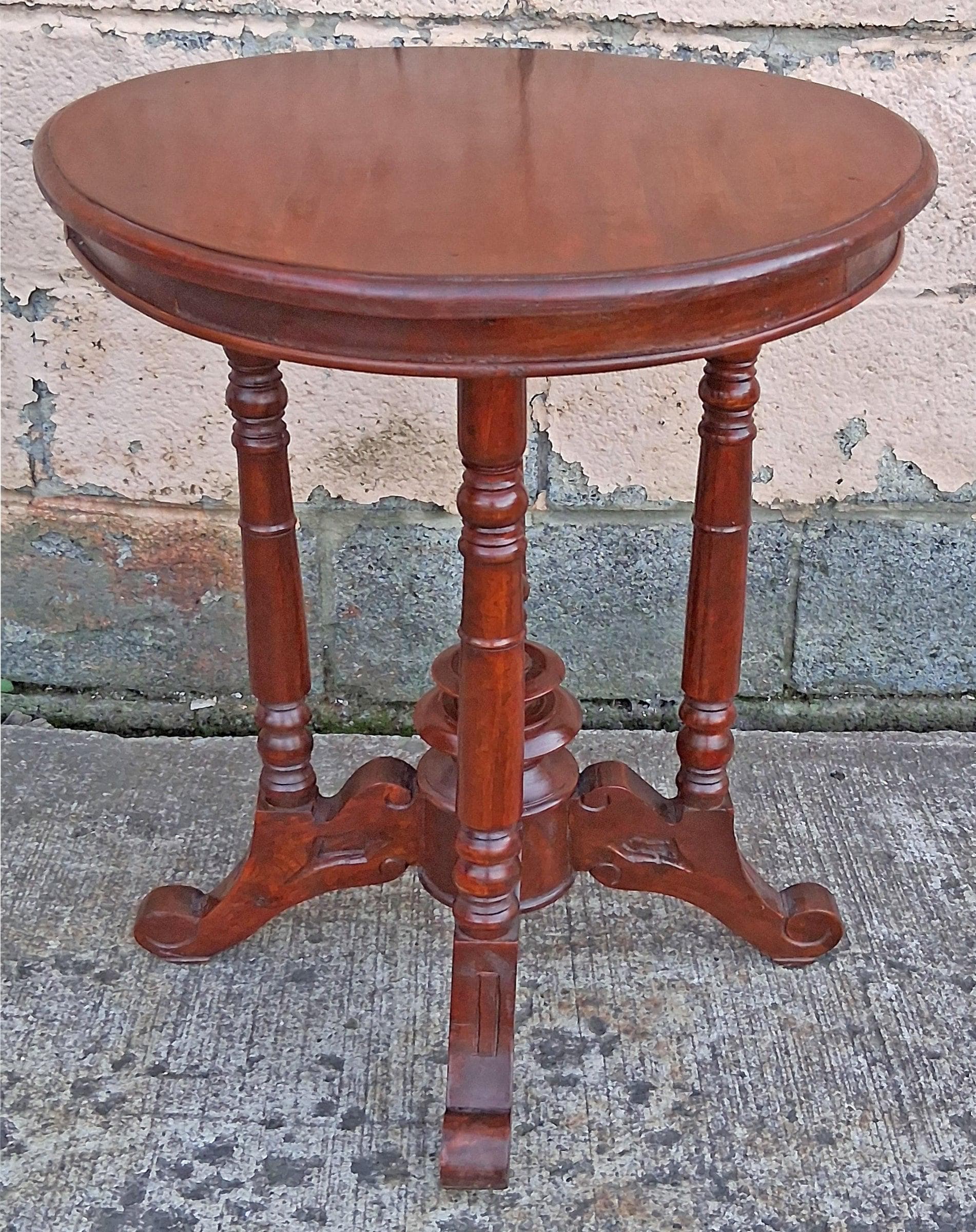 Antique Vintage Old Salvaged Reclaimed Victorian SOLID Mahogany Wood Wooden Circular Side Accent End Lamp Plant Stand Table Nightstand - image 3