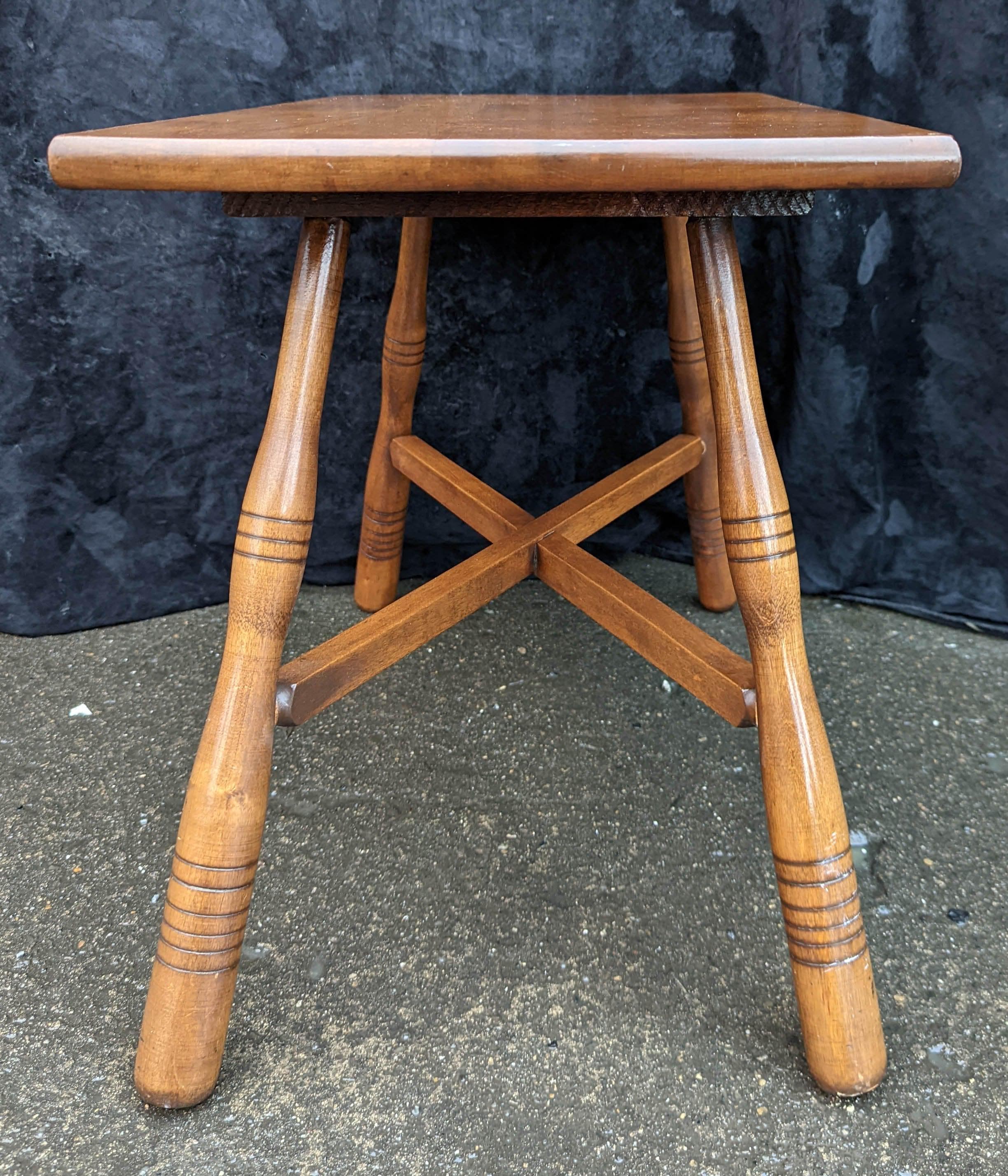 Small Vintage Antique Old Solid Birch Wood Wooden Rectangular Table Foot Step Stool Plant Stand Side Accent Chair Seat - image 5