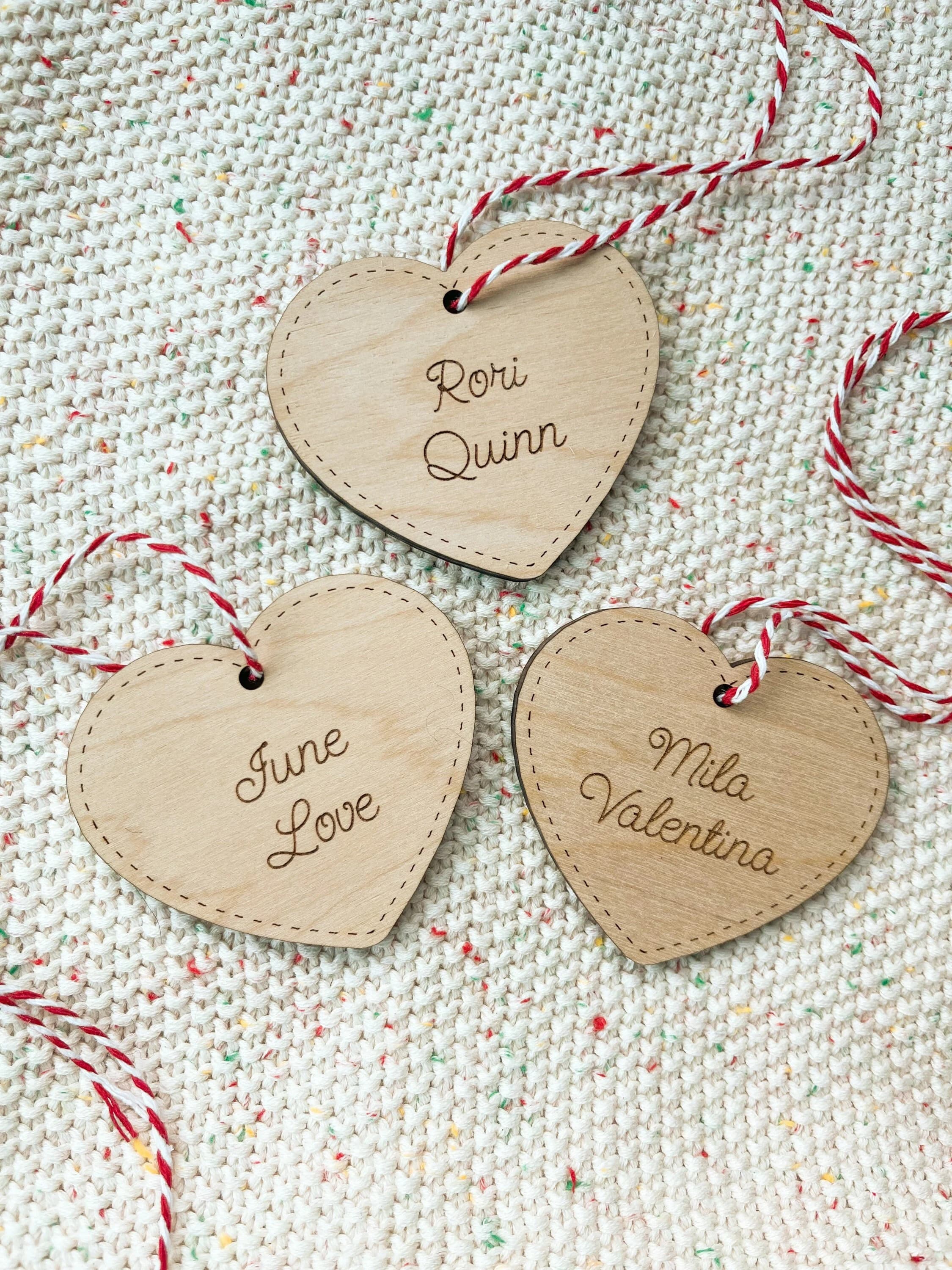 Heart tags - Personalized tags - Name Tags - Custom, Engraved tags, Wood tags, Modern, Basket tag, Eid, Ramadan, Easter, Gift Tag