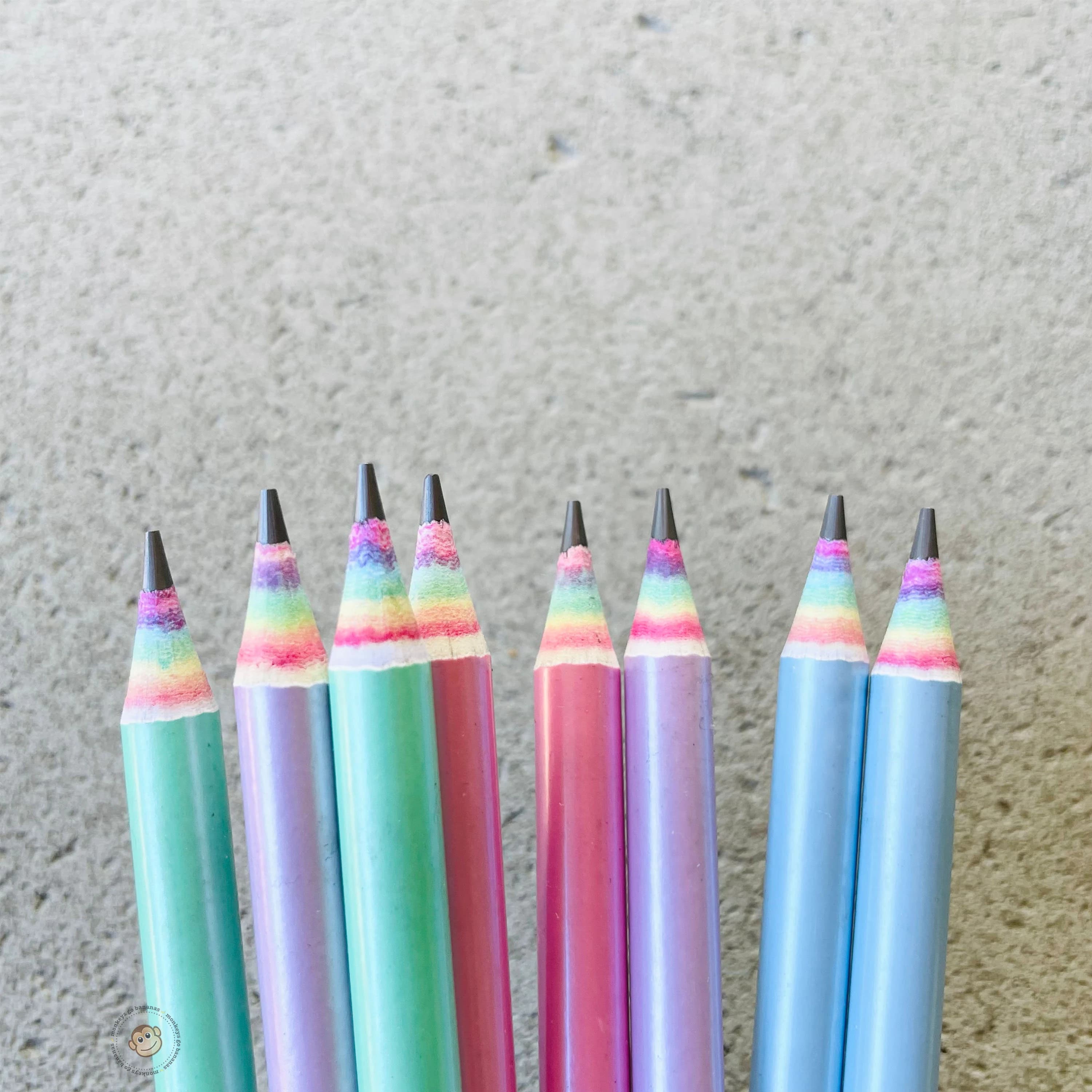 Personalized Rainbow Pencils - Set of 4 - Laser Engraved Recycled Paper - Stationery Gift - Birthday - Graduation - Valentine - Christmas - image 5