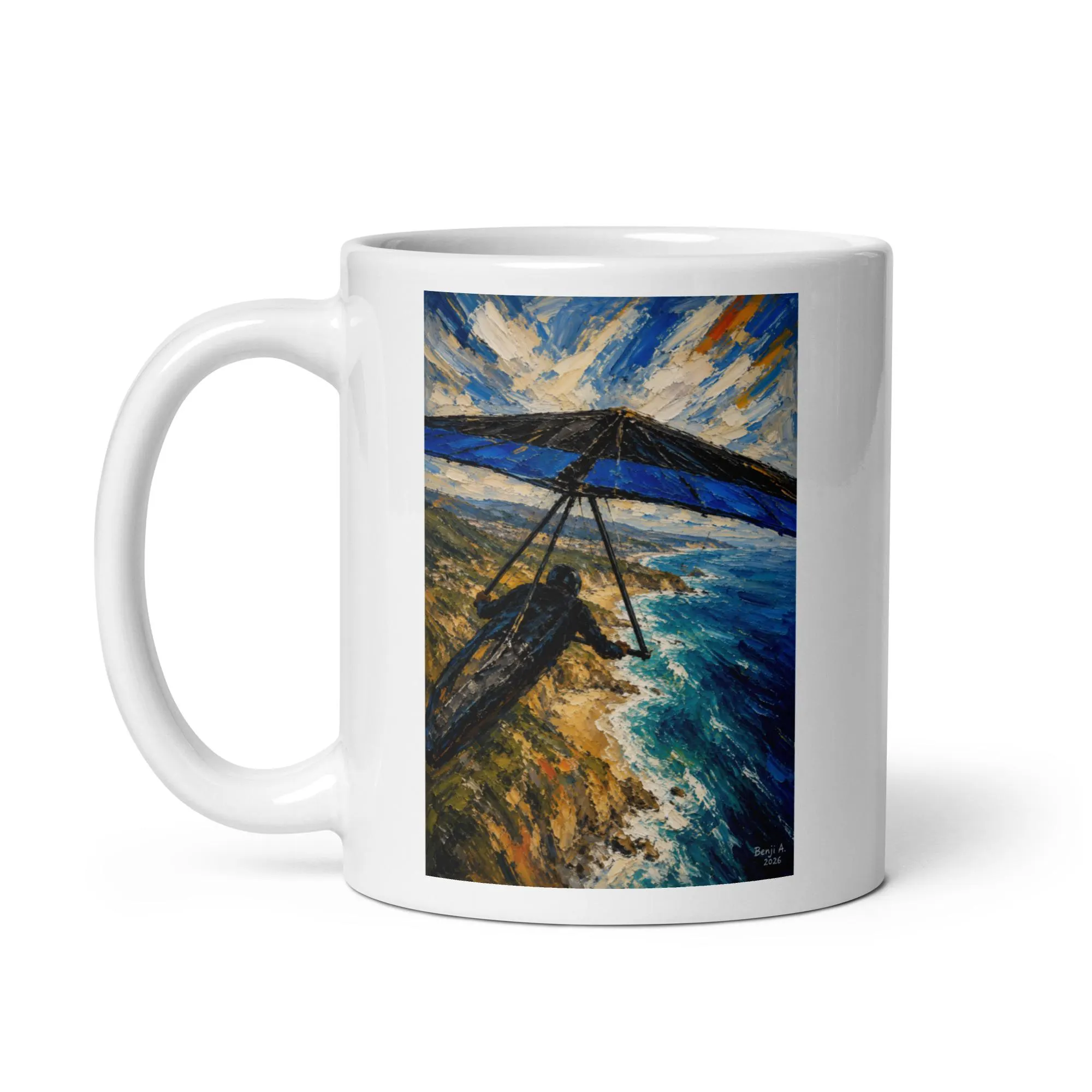 Hang Gliding Coffee Mug, Hang Glider Gift, Adventure Sports Mug, Coastal Flight Mug, Ocean View Coffee Cup, Flying Enthusiast Gift