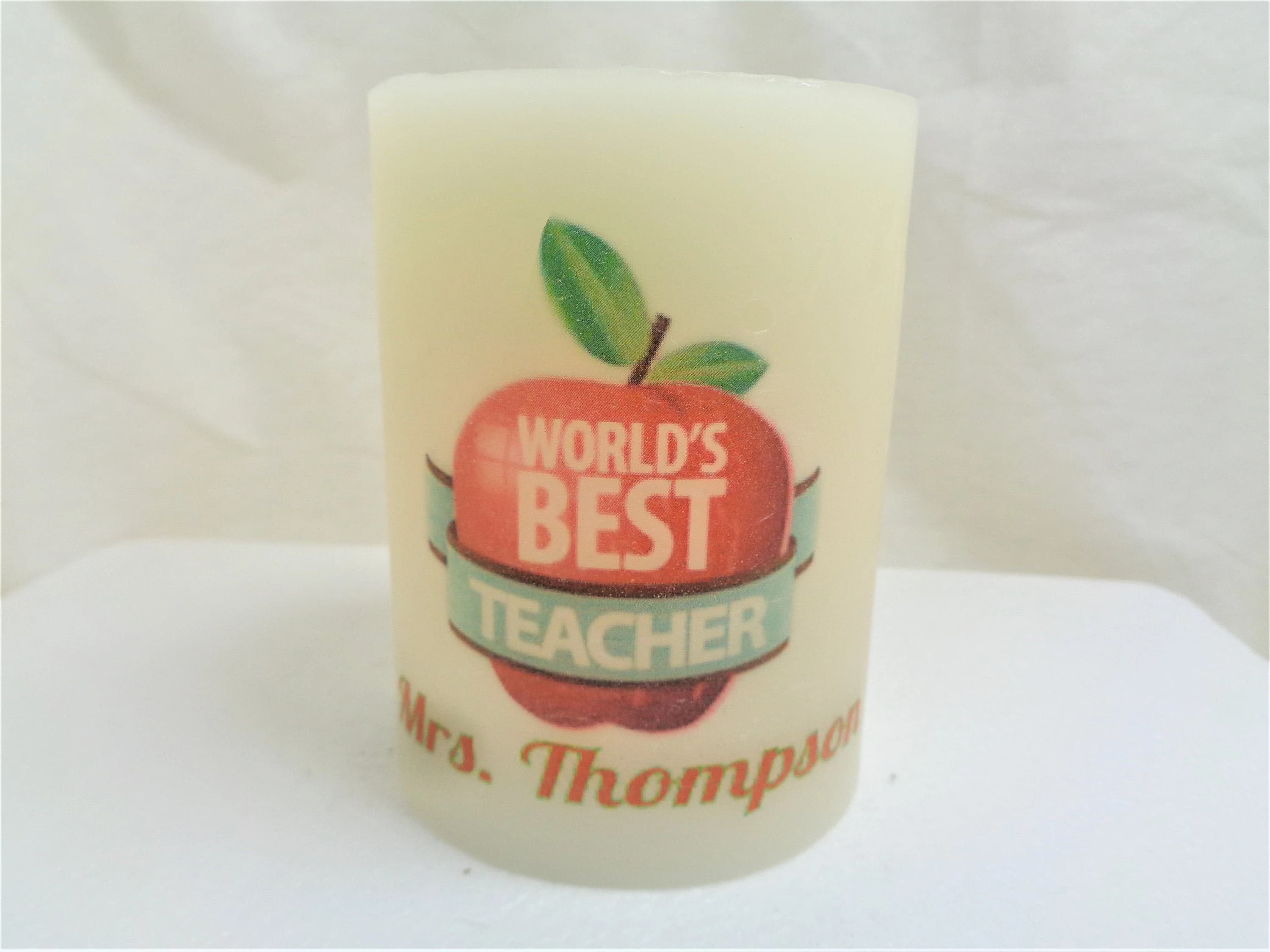 Personalized Customized Teacher Gift Handmade LED Flameless Electric  Wax Candle 4" Tall Decor Desk Ornament Barbershop Decor