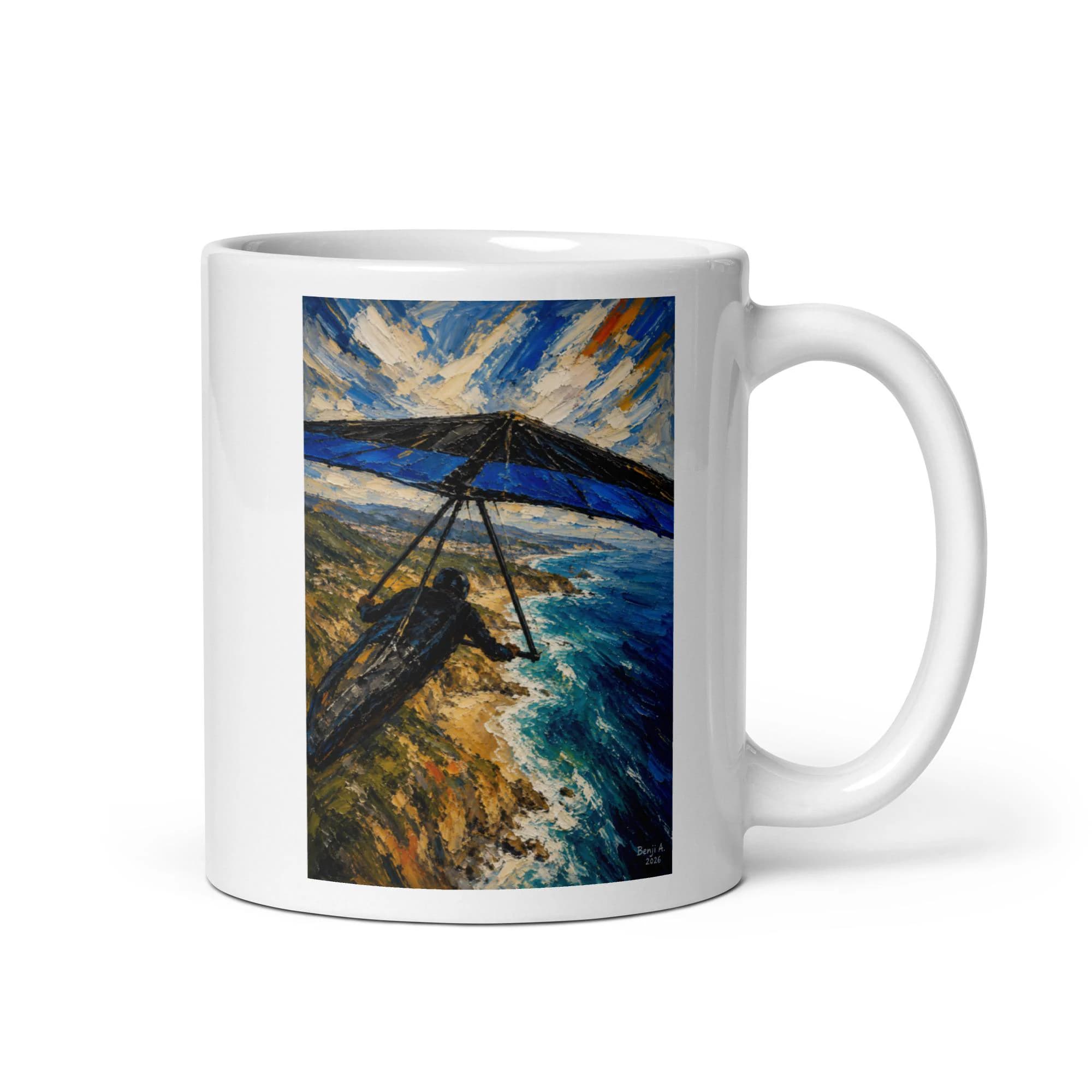 Hang Gliding Coffee Mug, Hang Glider Gift, Adventure Sports Mug, Coastal Flight Mug, Ocean View Coffee Cup, Flying Enthusiast Gift