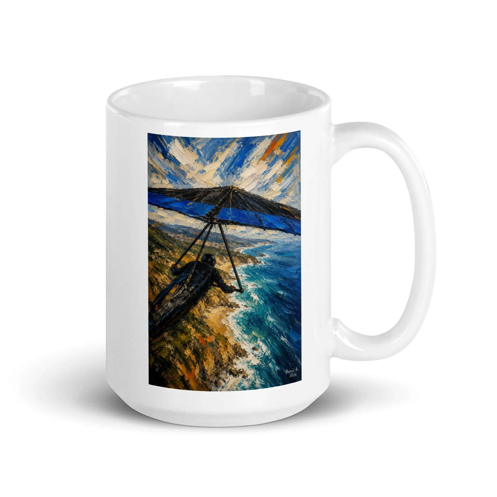Hang Gliding Coffee Mug, Hang Glider Gift, Adventure Sports Mug, Coastal Flight Mug, Ocean View Coffee Cup, Flying Enthusiast Gift