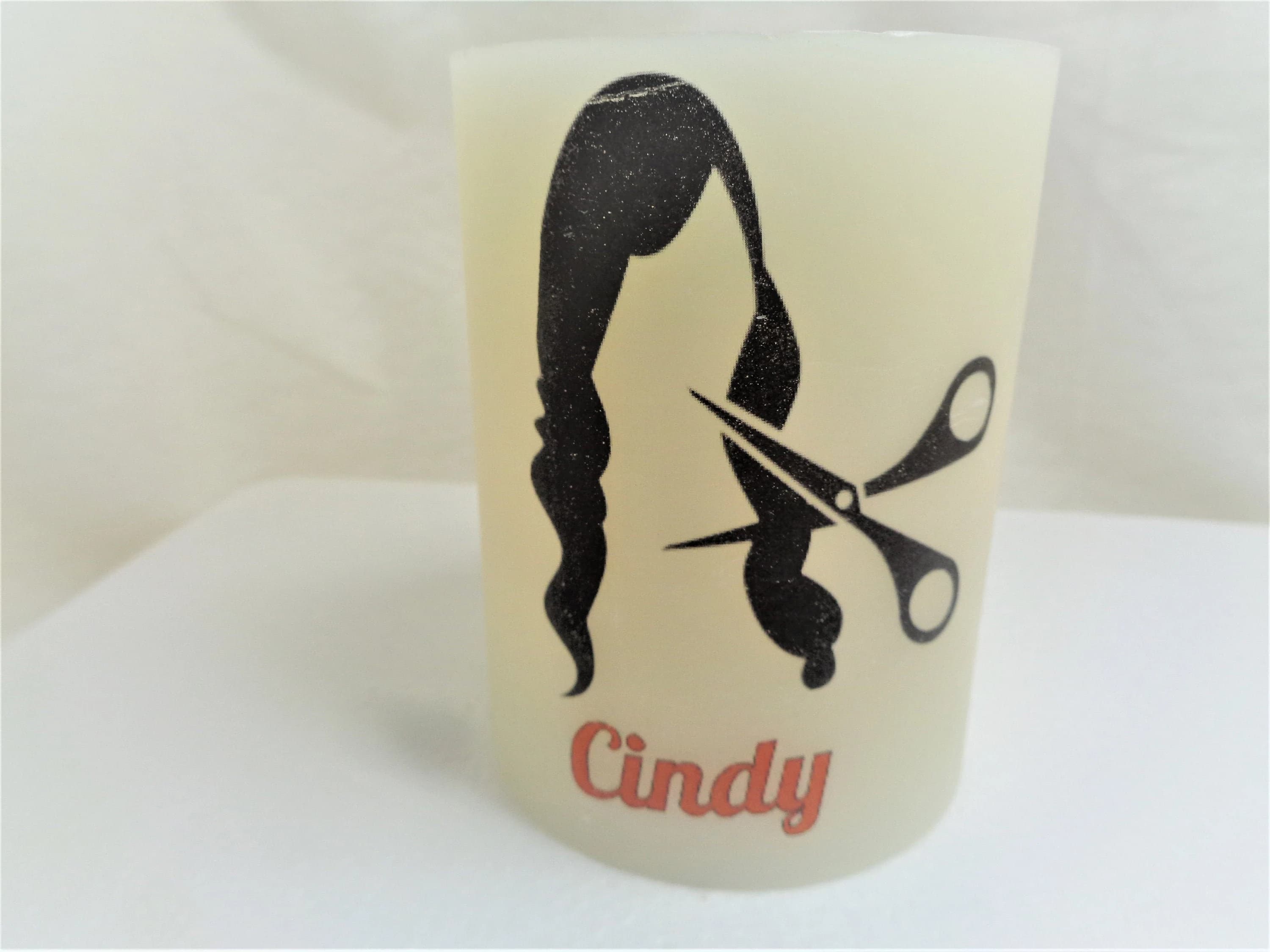 Personalized Customized Hairstylist Hairdresser Gift Handmade LED Flameless Electric  Wax Candle 4" Tall Decor Desk Ornament Salon Decor