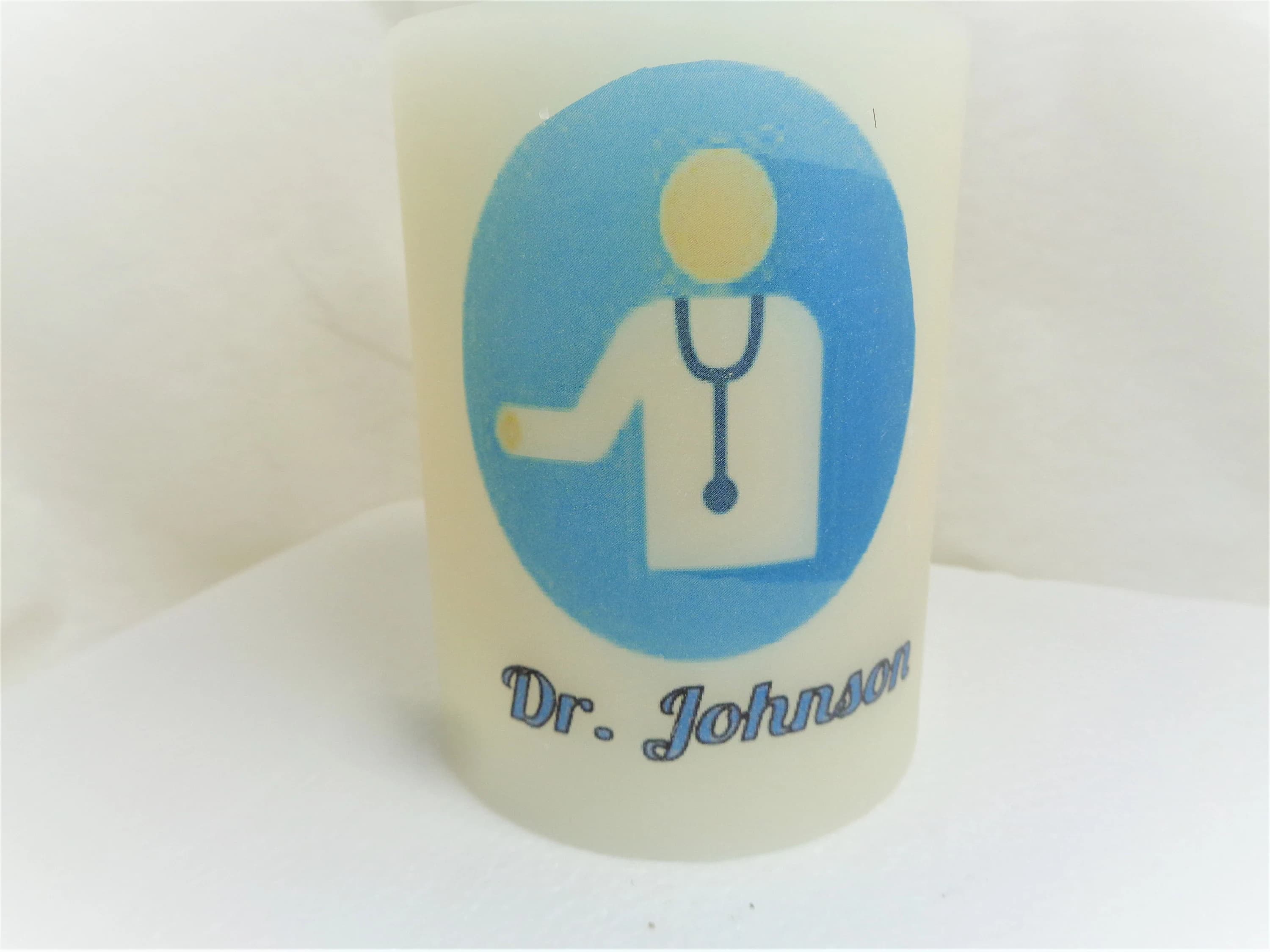 Personalized Customized Doctor Gift Handmade LED Flameless Electric  Wax Candle 4" Tall Decor Desk Ornament