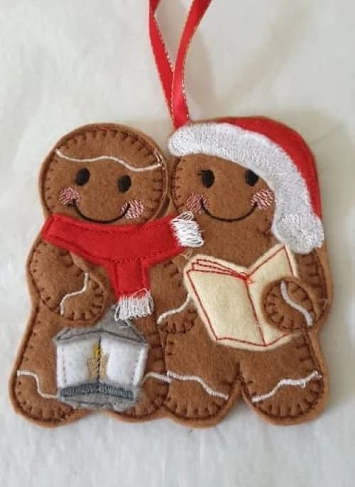 Carol singers Gingerbread Felt Hanging Decoration, Christmas Tree Ornament. - image 3