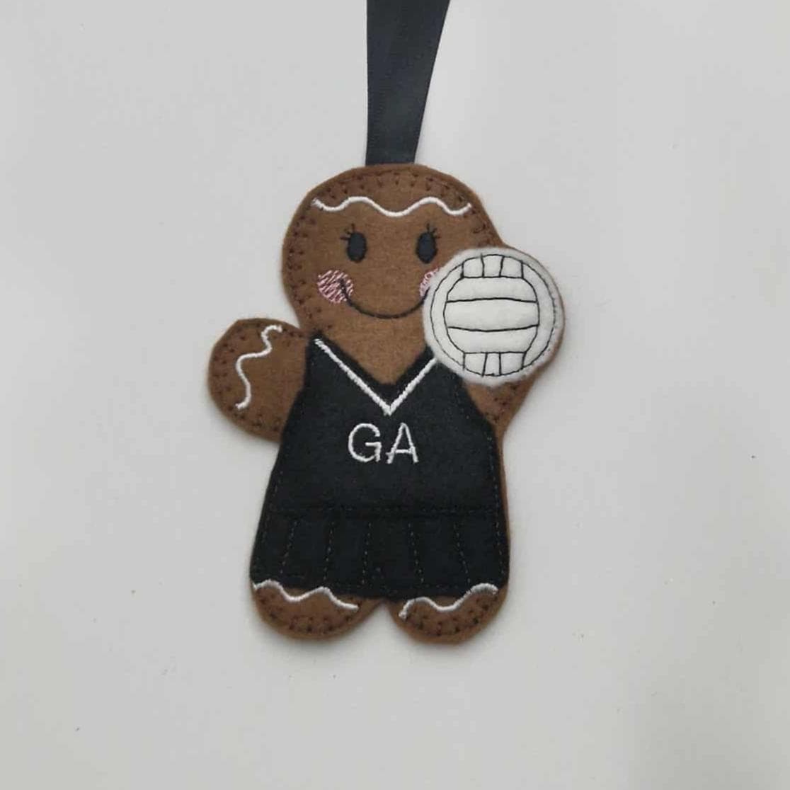 Netball sports Team Gingerbread Felt Hanging Decoration Christmas tree decoration. Keepsake. - image 5