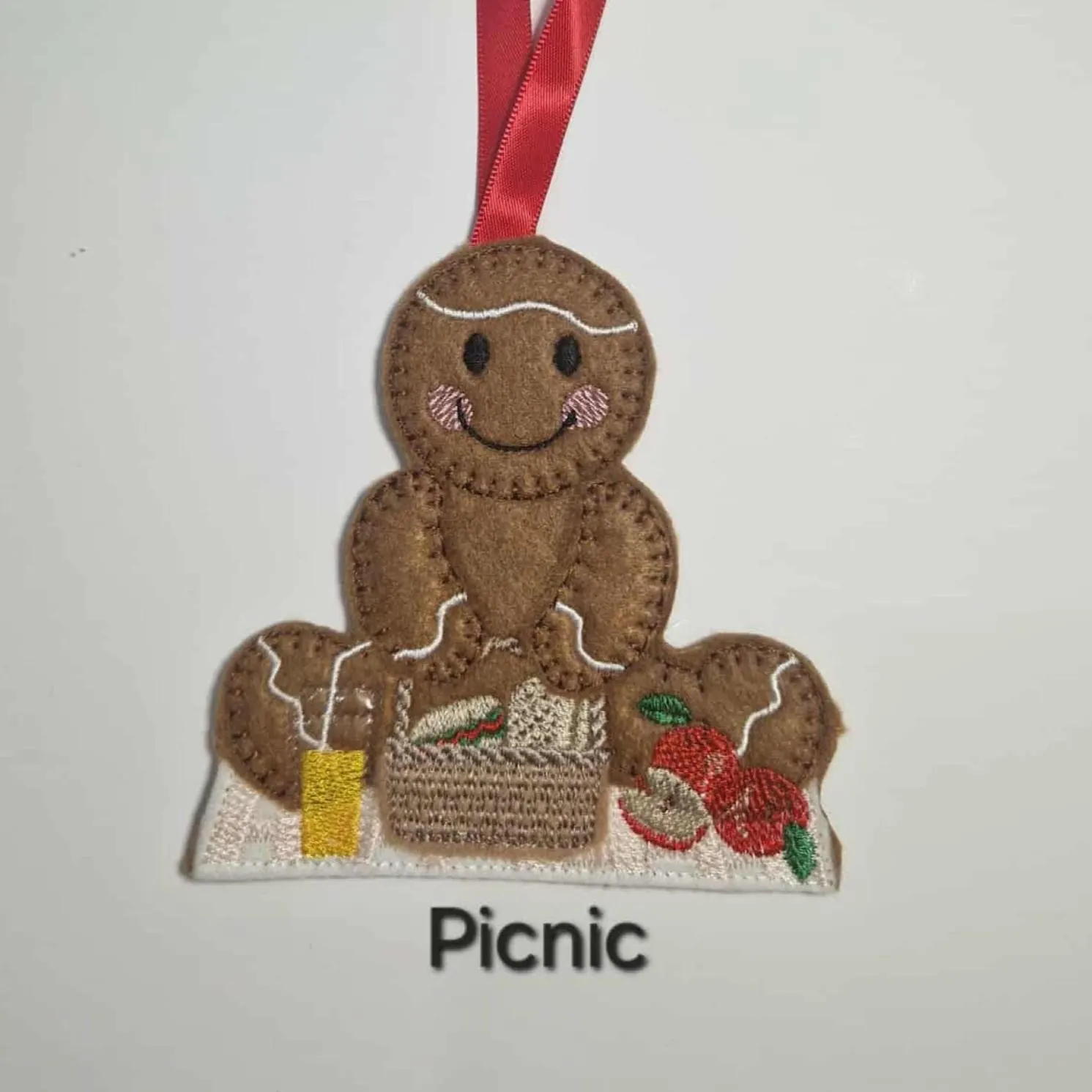 Picnic Theme Gingerbread felt hanging Decoration. Can be Made as Keyring & Fridge Magnet too.