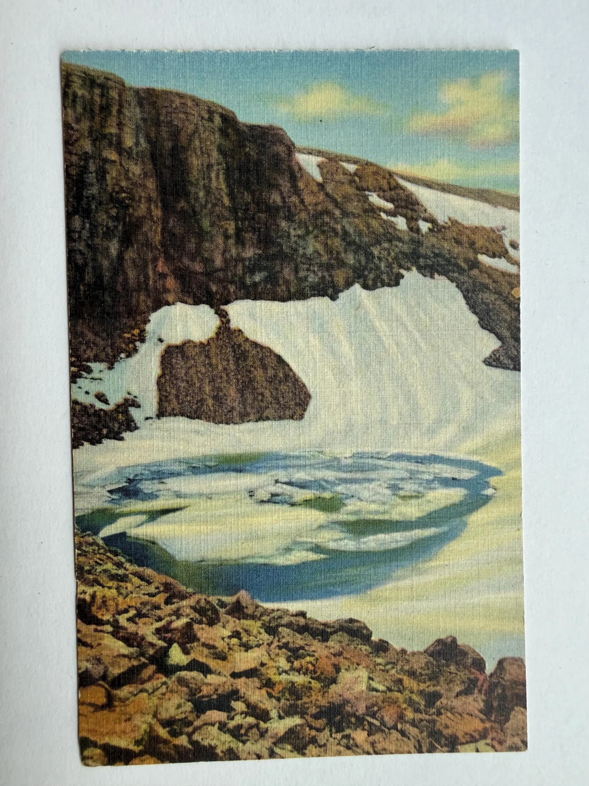 Iceberg Lake, Altitude 11,500ft, Rocky Mountain National Park, Boulder, Colorado, Vintage Linen Postcard
