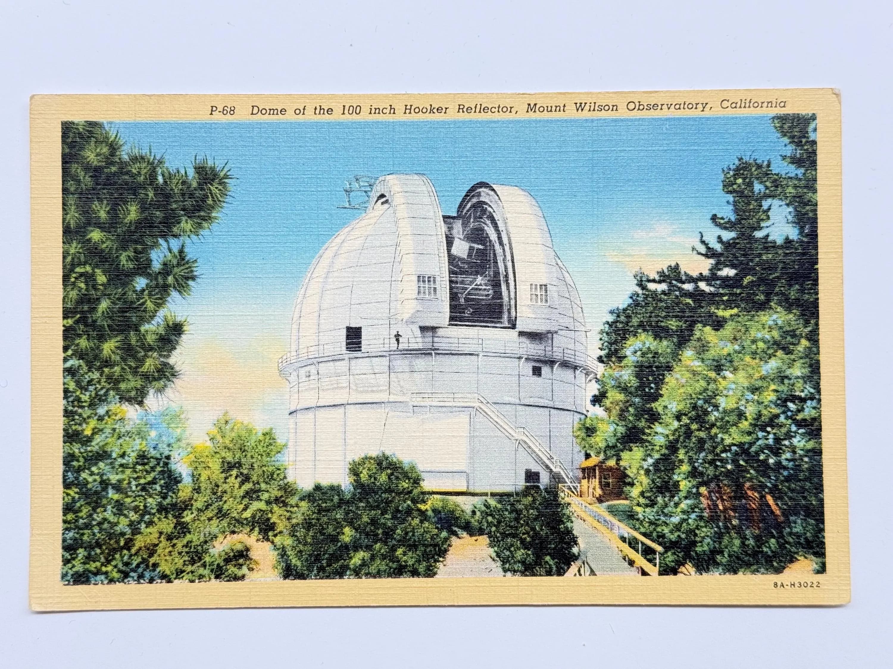 Dome of the Hooker Reflector, Mount Wilson Observatory, California, Vintage Linen Postcard