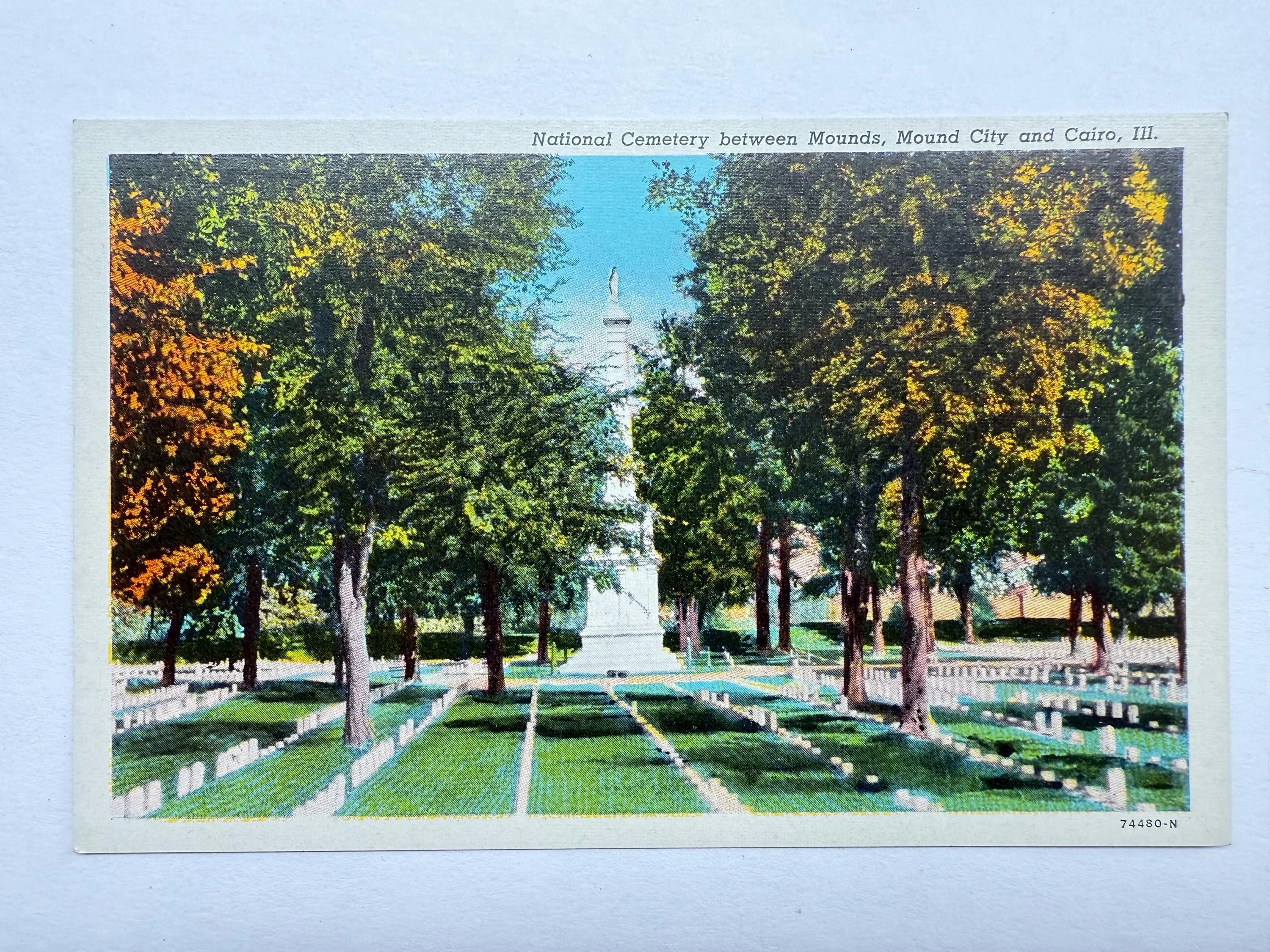 National Cemetery Between Mounds, Mound City and Cairo, Illinois, Vintage Postcard
