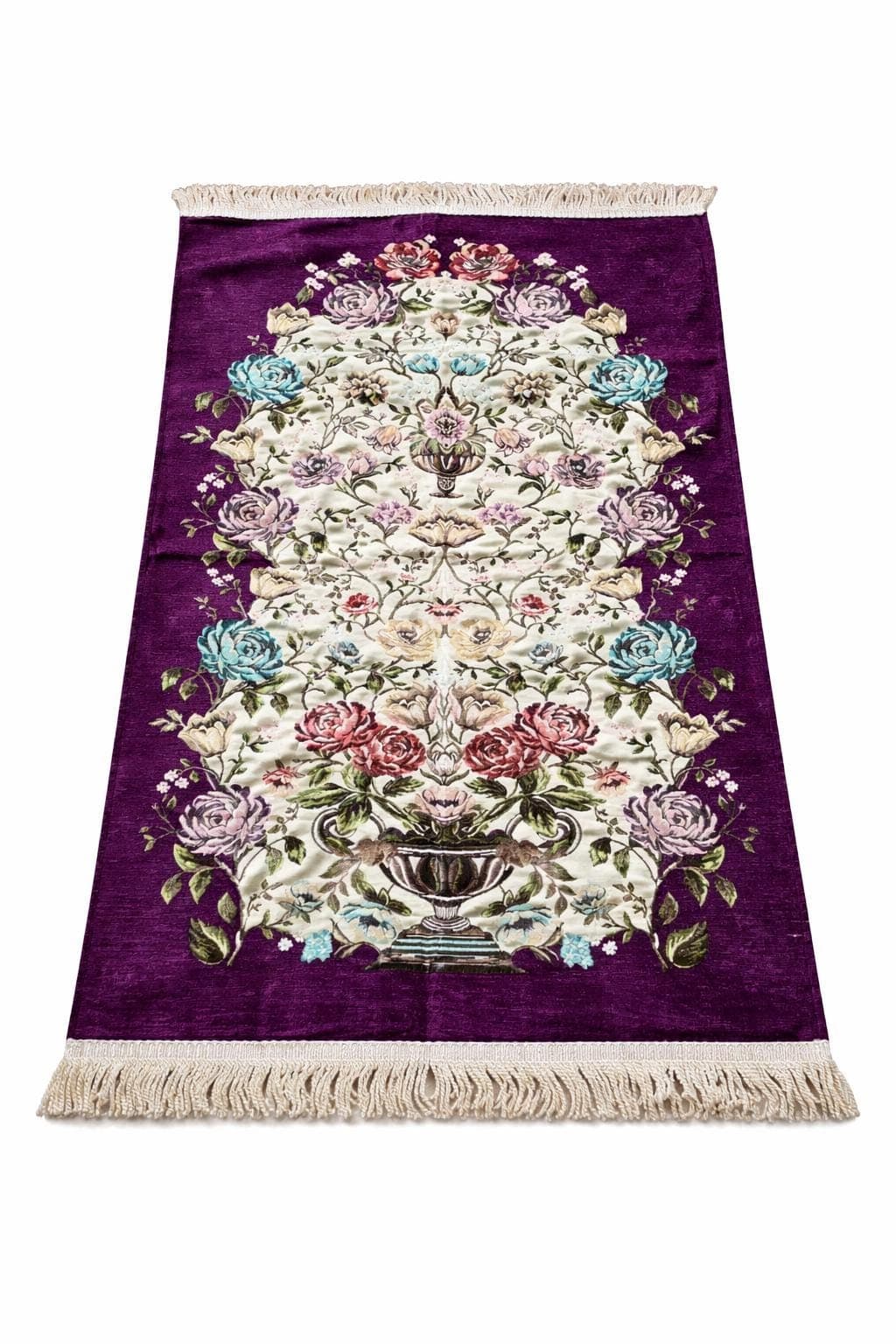 Purple Velvet Thick Prayer Rug & Quran Set with Tasbih – Islamic Gift - image 3