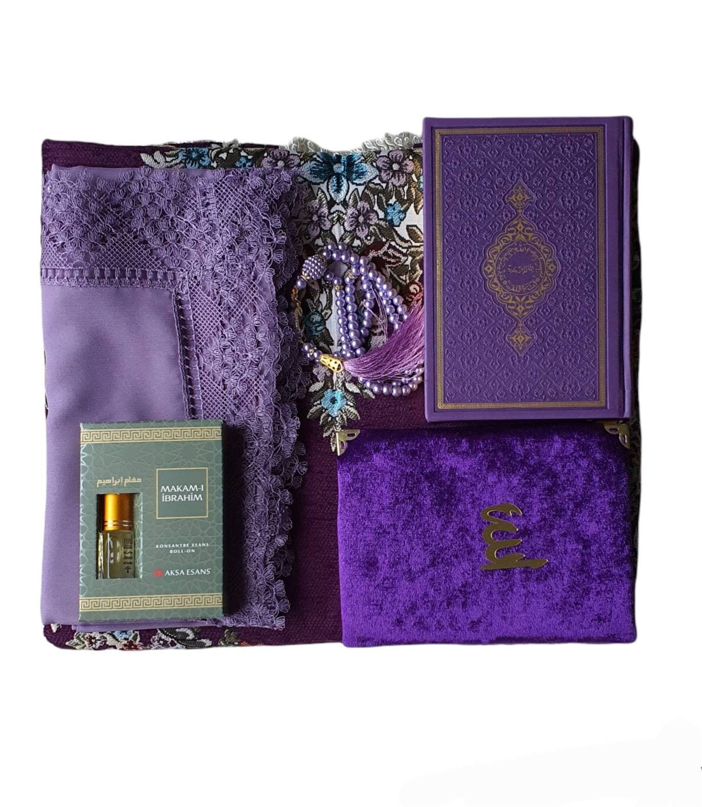 Personalized Islamic Gift Set: Quran, Prayer Mat, Tasbih, Hijab & Essence - image 4