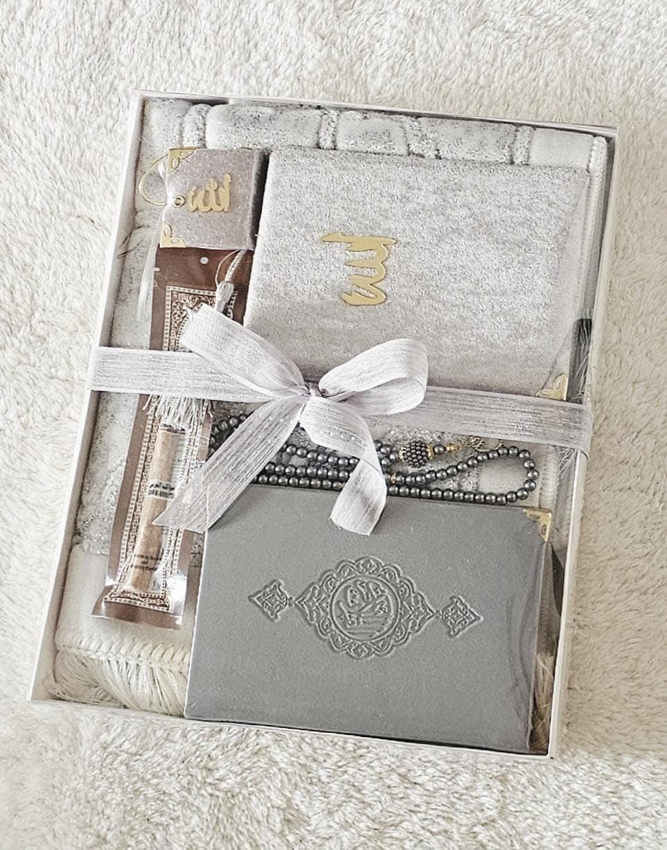 Islamic Prayer Set, Velvet Mat, Quran, Tasbih, Yaseen Book, Miswak (Gift Box) - image 3