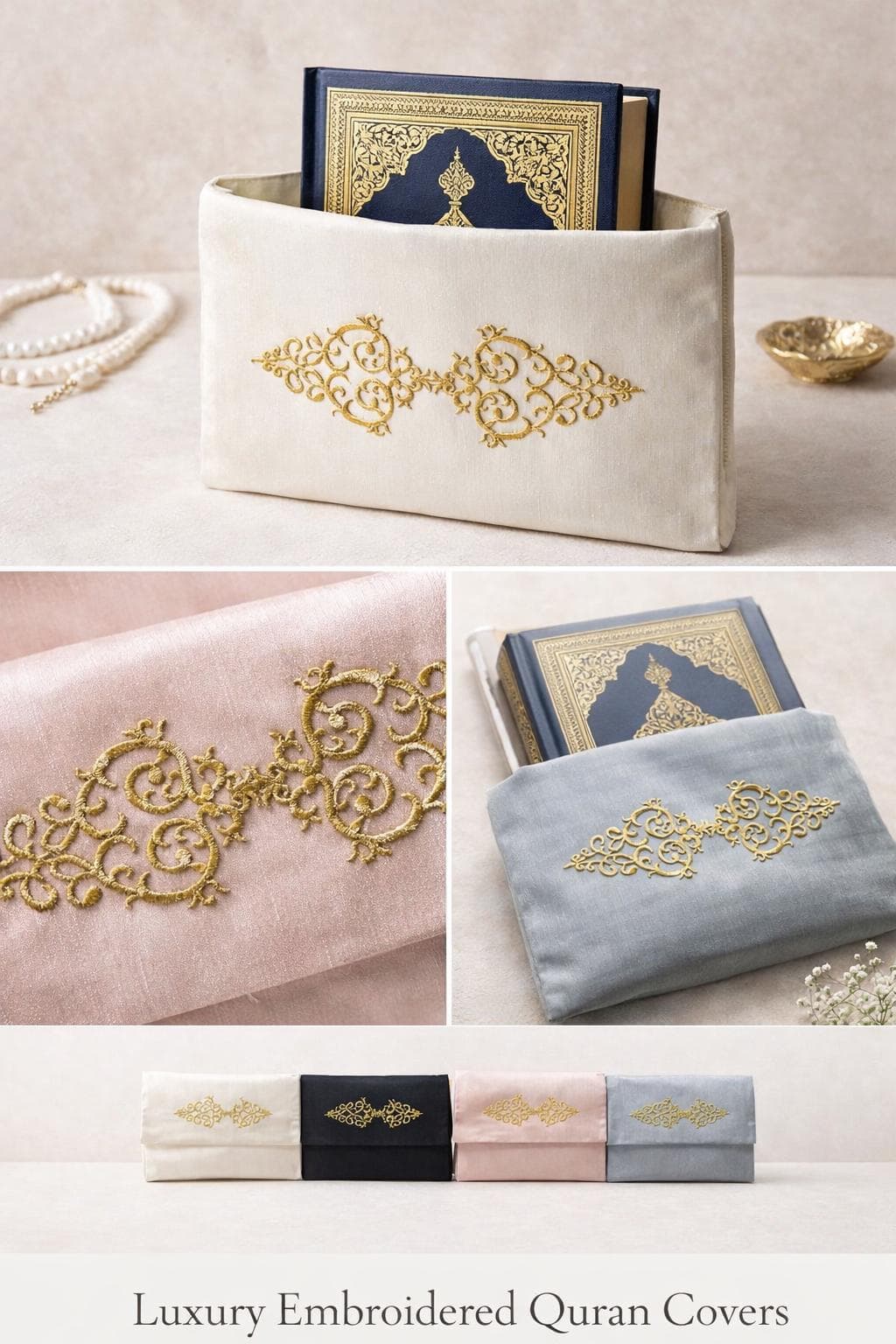 Embroidered Quran Cover – Large Satin Ottoman Style Case (Islamic Gift) - image 4