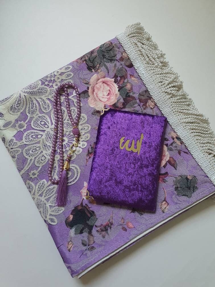 Personalised prayer mat, Customised prayer mat Personalized prayer rug, Customized prayer rug with Ramadan Eid Mubarak Umrah Hajj mushaf, Prayer rug with name, plain, velvet & single color, yaseen  Isimli seccade, سجادة مع الاسم