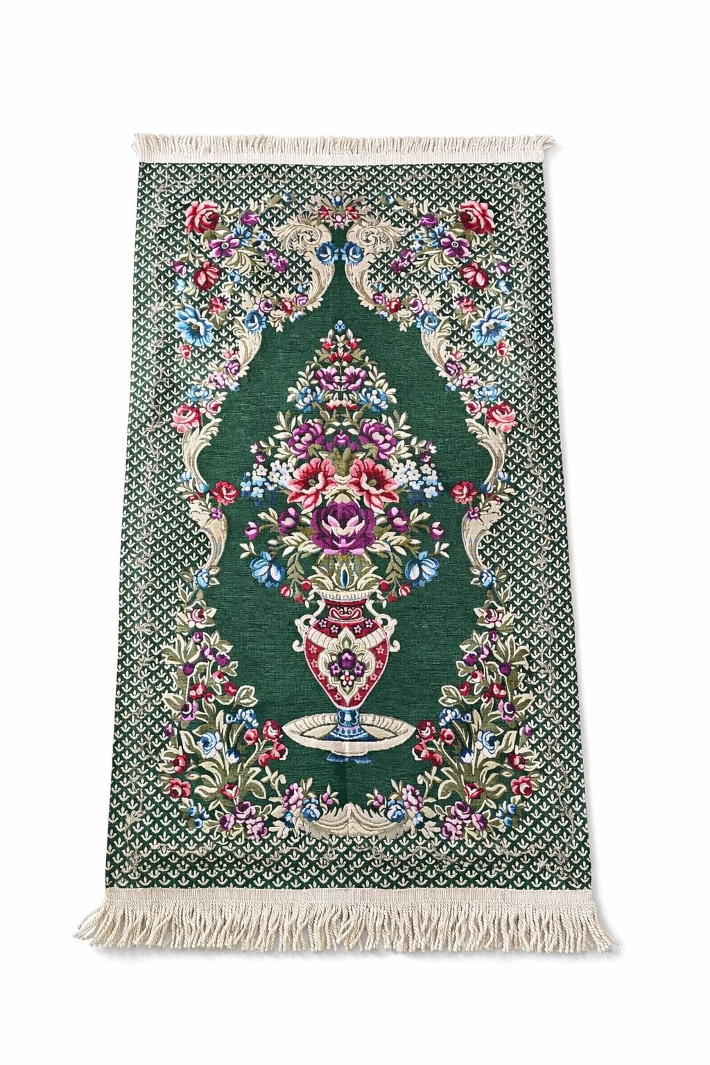 Green Prayer Rug & Big Size Velvet Quran Set with Tasbih – Islamic Gift - image 3