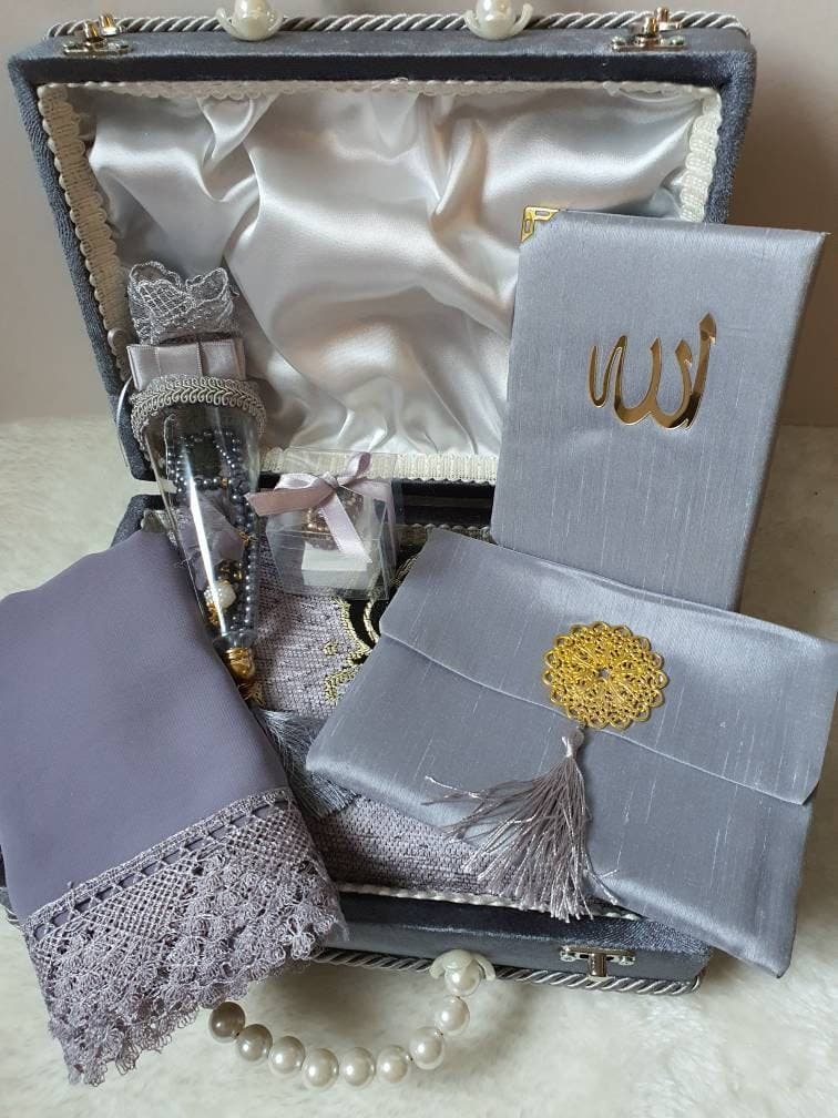 Islamic Wedding Gift Set, Velvet Box, Prayer Mat, Hijab - image 5