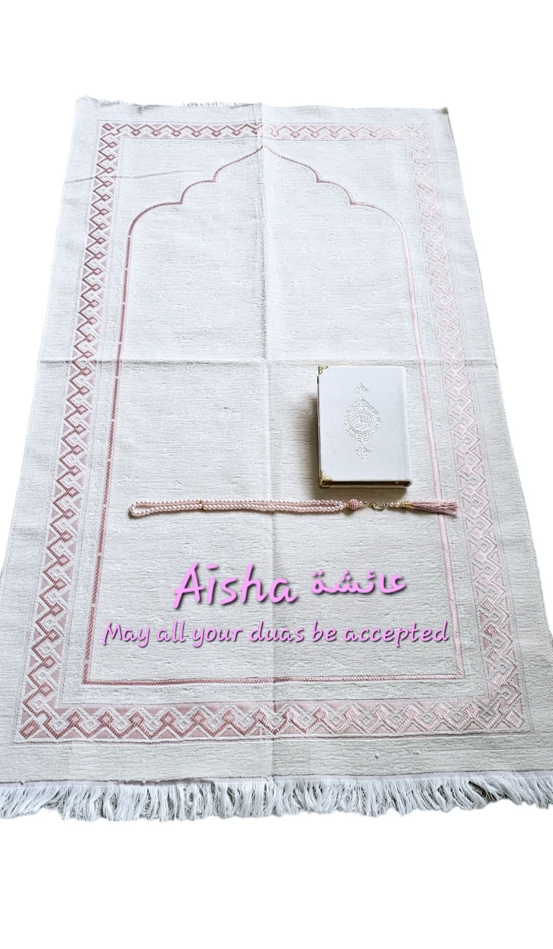 Personalized Velvet Prayer Mat: Custom Islamic Rug, Eid Gift - image 3