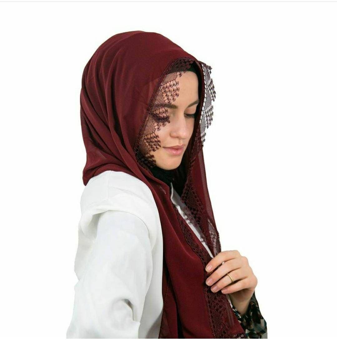 Handmade Turkish Hijab Scarf: Silky Satin Needle Work, Muslim Gift