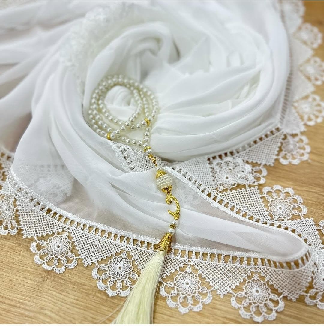 Handmade Turkish Hijab Scarf: Silky Satin Needle Work, Muslim Gift - image 5