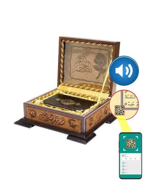 Handmade wooden chest ,velvet touched outside cover,inside satin covered also decorated handmade rose picture inside. Faux Leather   Quran book Perfect Islamic Luxury unforgettable gift, anniversary, wedding, nikkah,hajj, eid ramadan gift