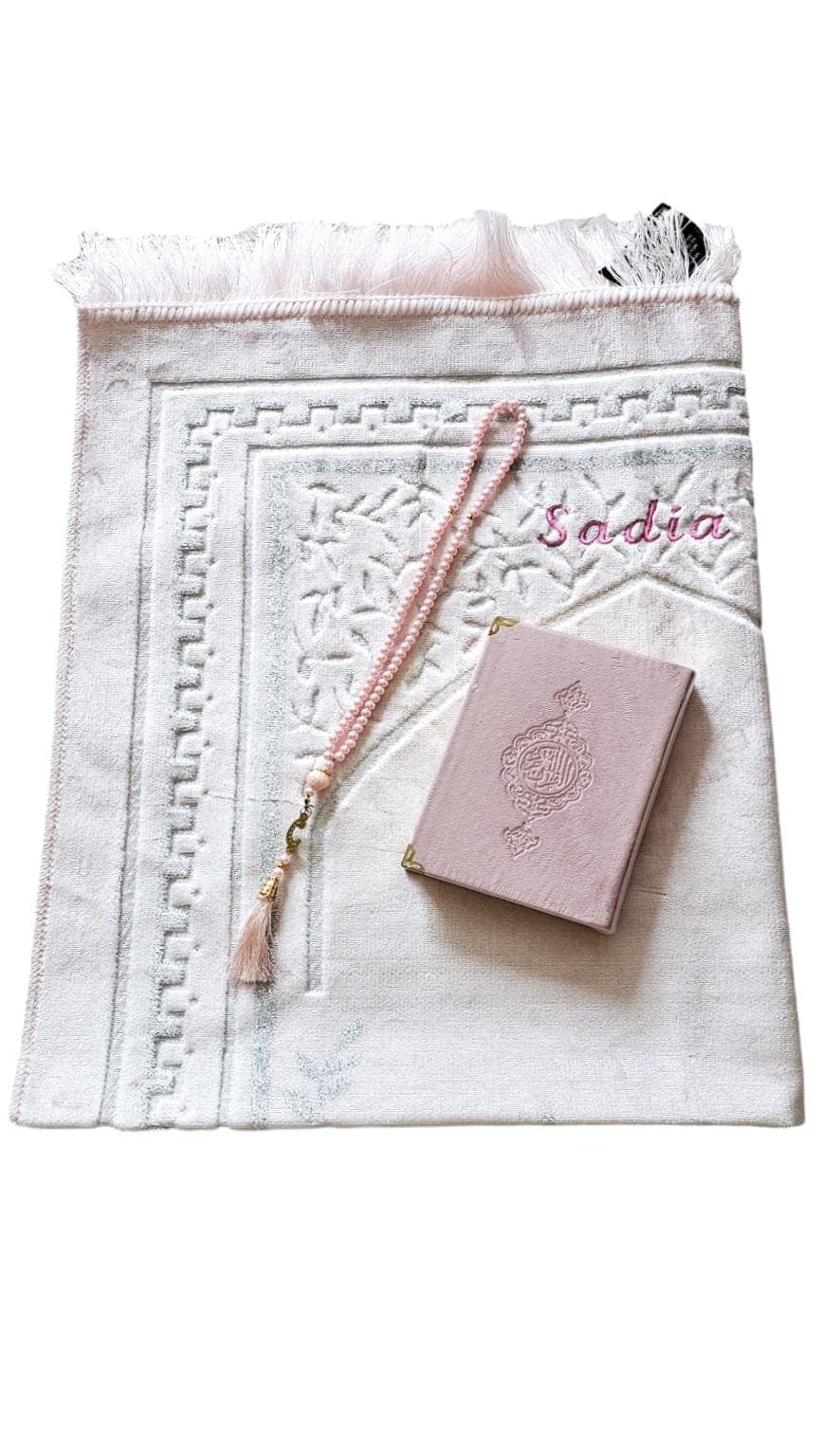 Personalised prayer mat, Customised prayer mat, Personalized prayer rug, Customized prayer rug with quran, Muslim Wedding Gift for Him Her, Ramadan Eid Mubarak Umrah Hajj Islamic Wedding, kuran, kurani kerim, Quran al kareem, mushaf, Prayer rug with name, plain, velvet & single color, personalized prayer rug, Isimli seccade, سجادة مع الاسم , Islamic Gift Set Muslim Gift Islamic Wedding Gift Birthday Gift Umrah Gift,Ameen gift,  Moshaf, Coran
