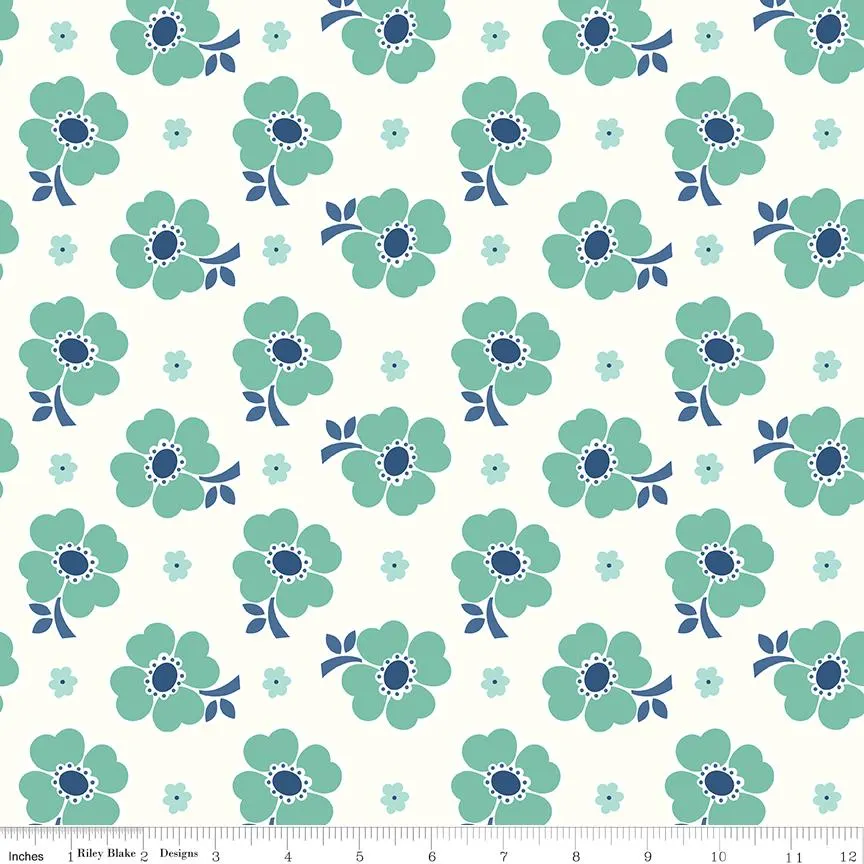 Wide Backing Fabric - Bee Vintage - Seaglass WB13092