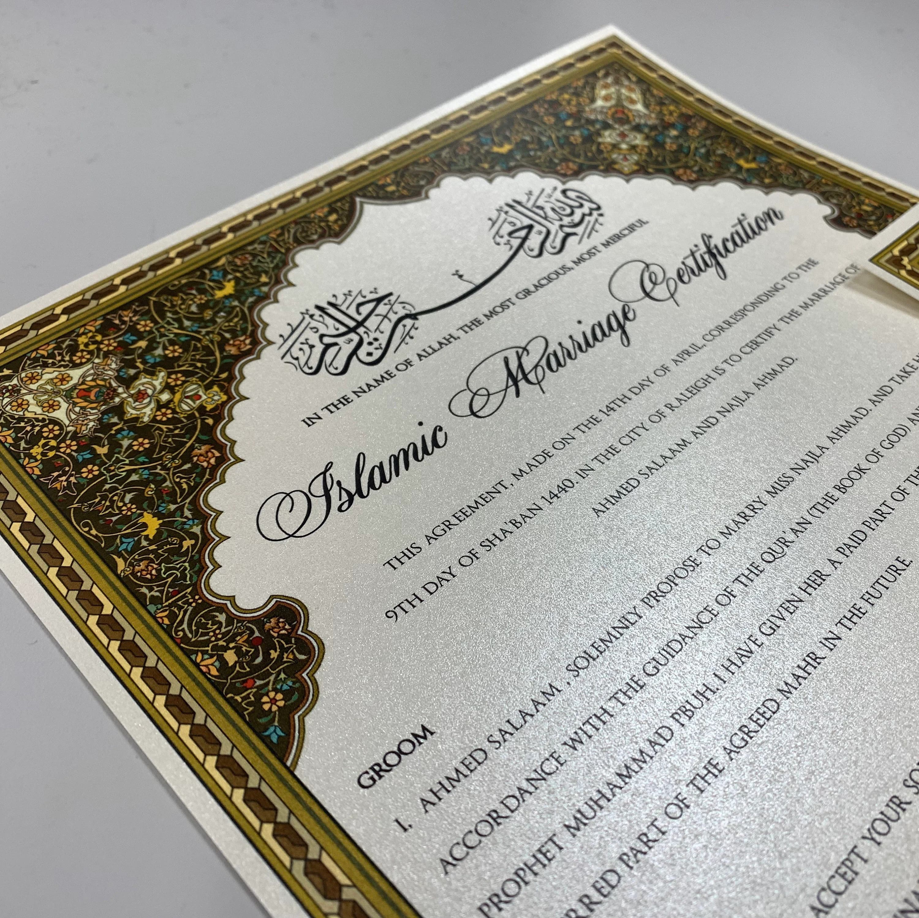 Islamic Marriage Certification | Nikkah Contract