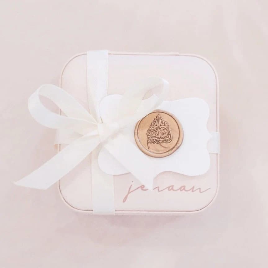 Personalized Monogram Travel Jewelry Case with Wax Seal Tag