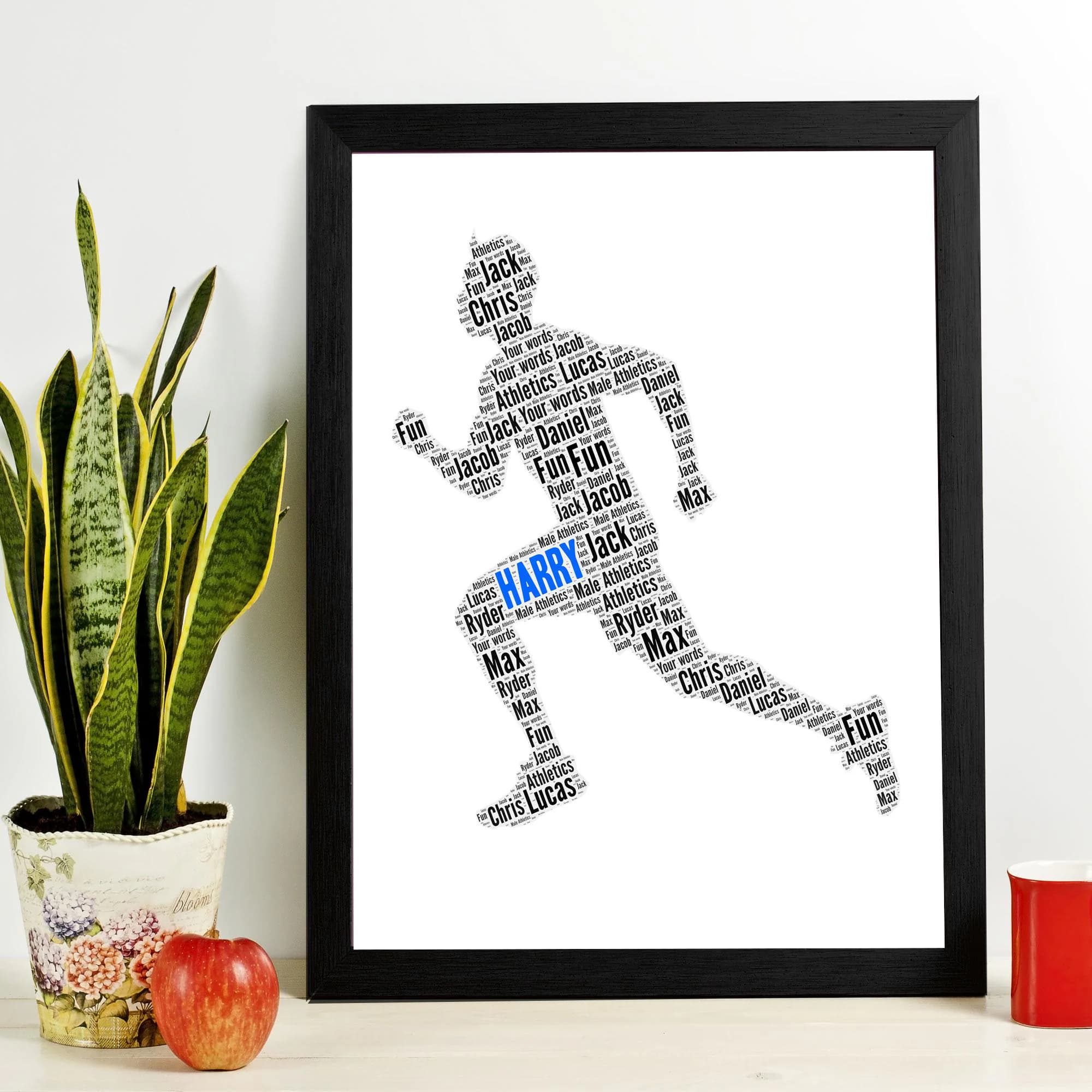 Personalised Runner Word Art Print, Custom Athlete Running Gift, Sports Decor