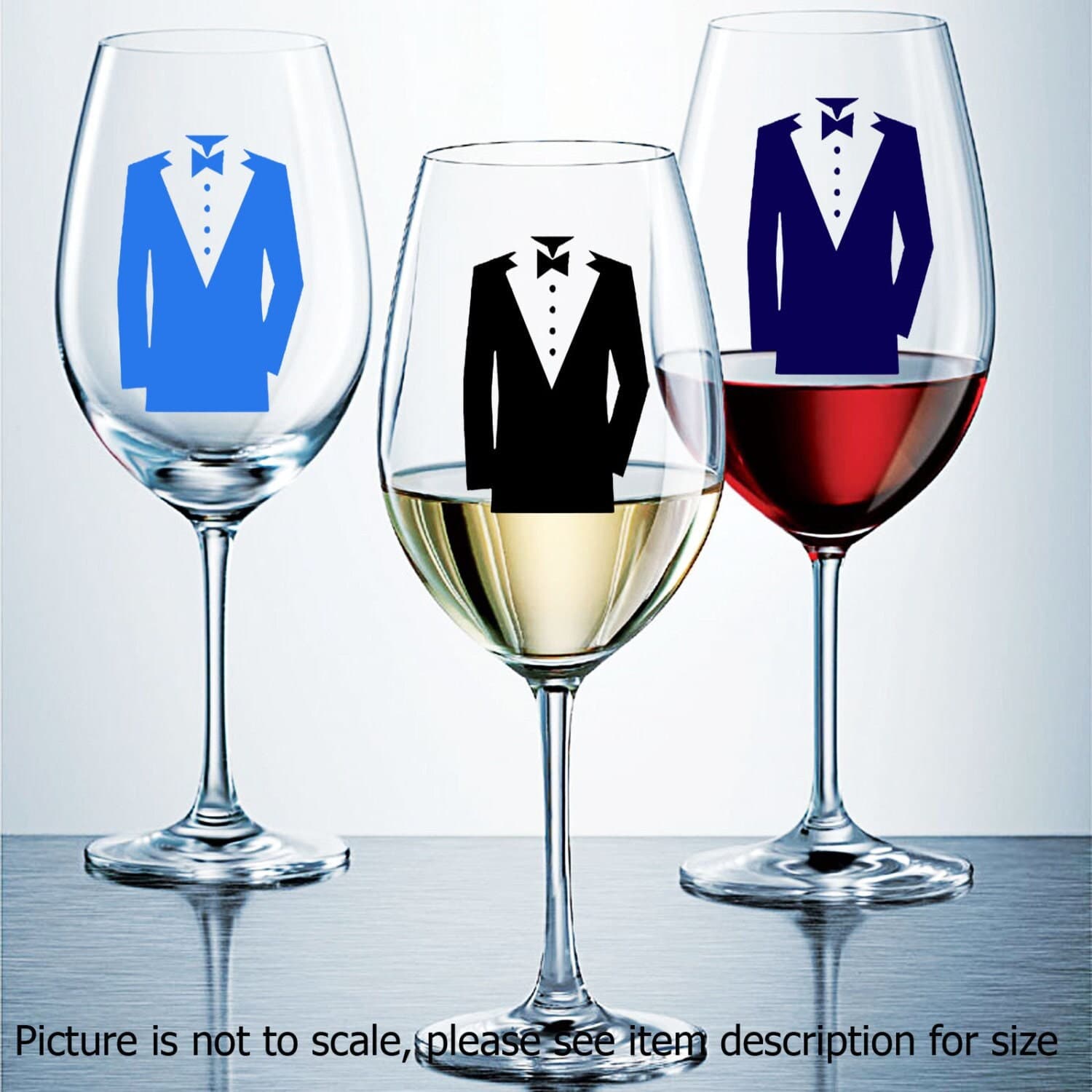 Elegant Man in Tuxedo Champagne Wine Glass Stickers Gift Decals