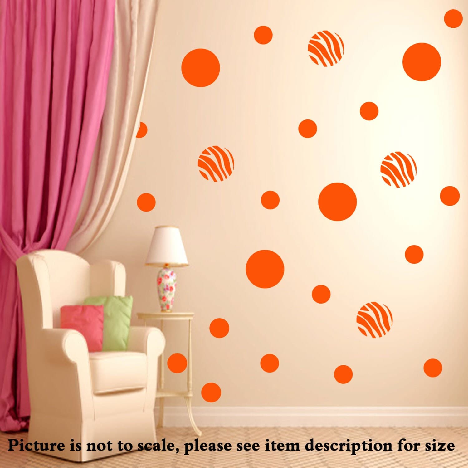 50 Polka Dot Wall Stickers Zebra print vinyl mural Nursery room wall decors - image 3
