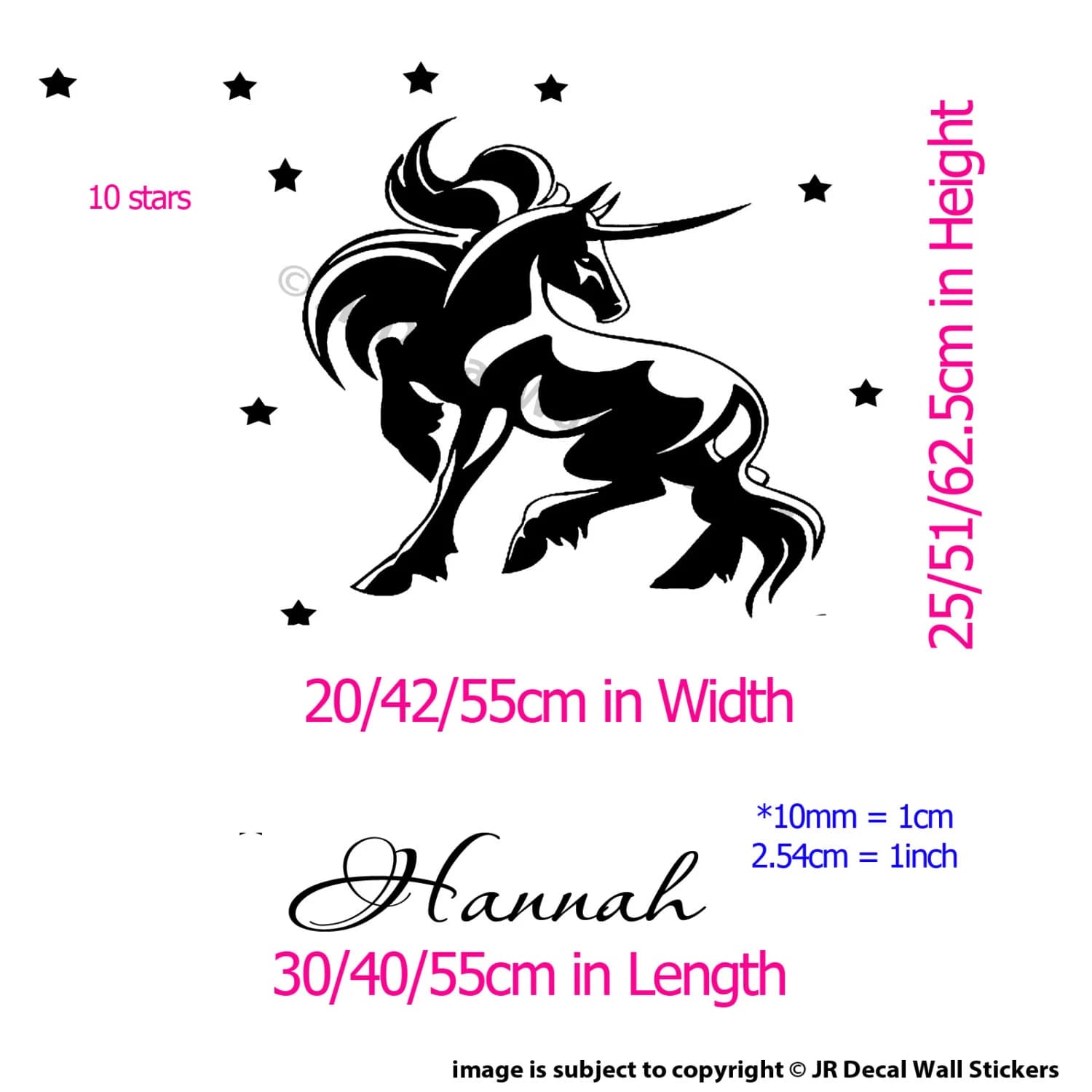 Personalized Unicorn Name Vinyl Wall Decal with Stars - image 2