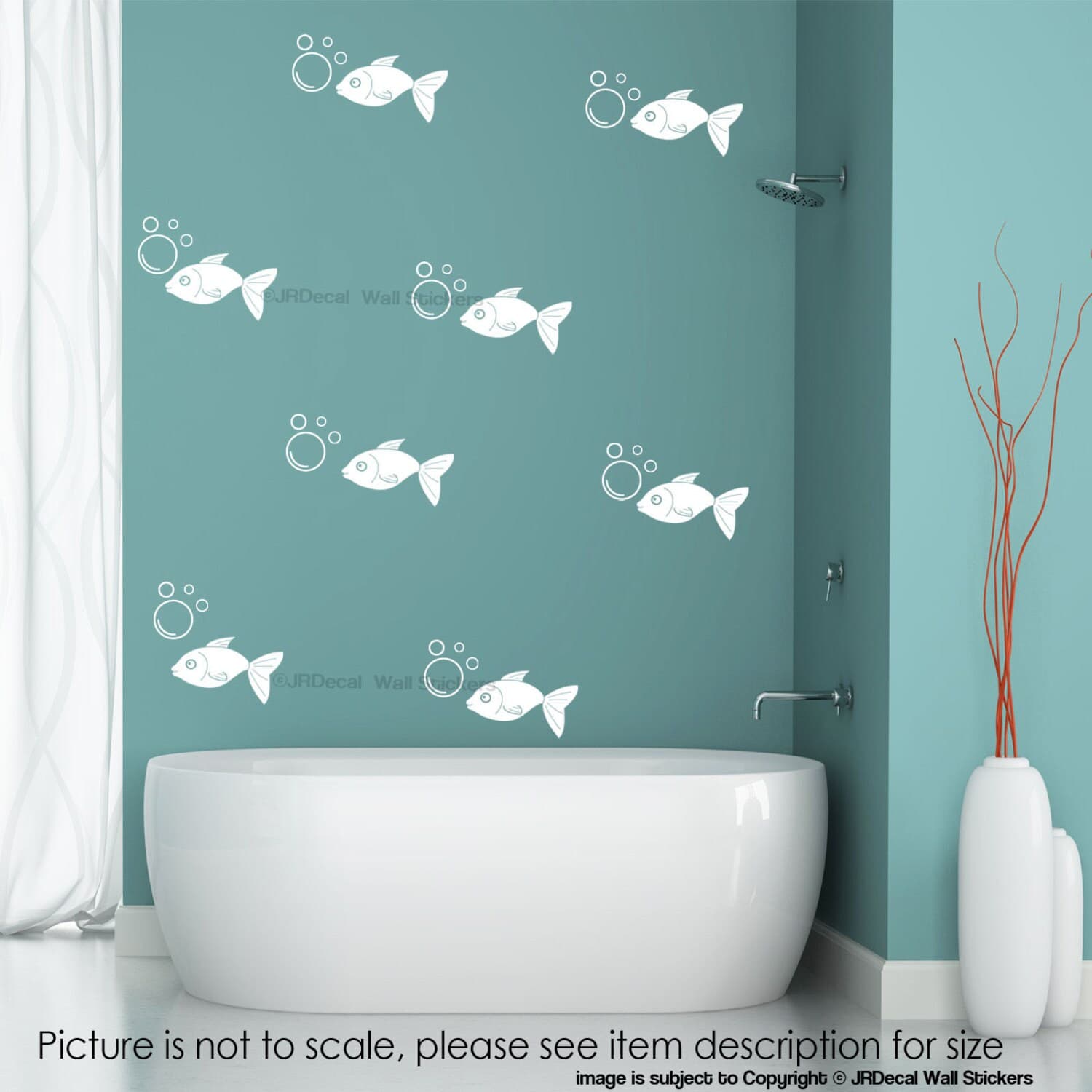 35 pice Bubble and Fish Wall Stickers Kid's Bedroom Washroom Showerroom Vinyl Tile Decals