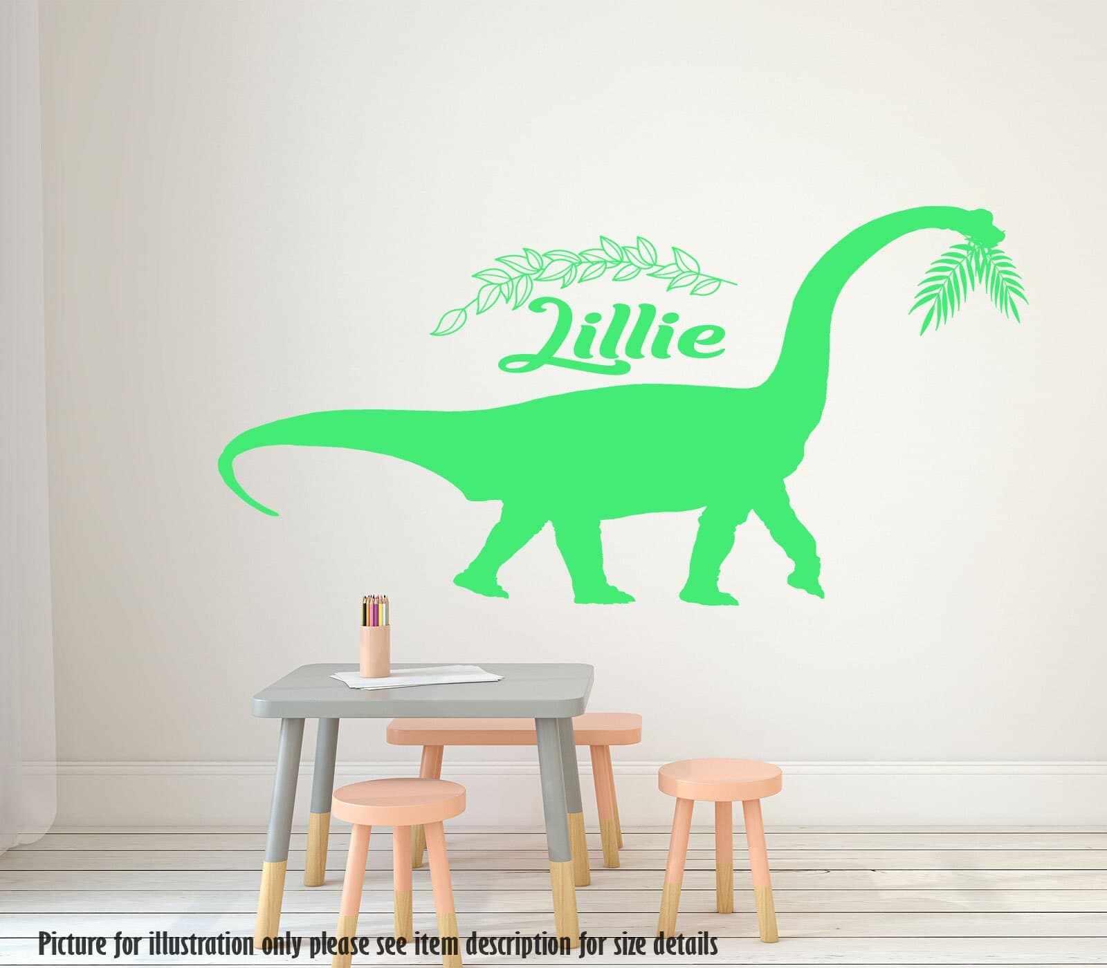 Personalized Diplodocus Dinosaur Wall Decal, Nursery Wall Art - image 5