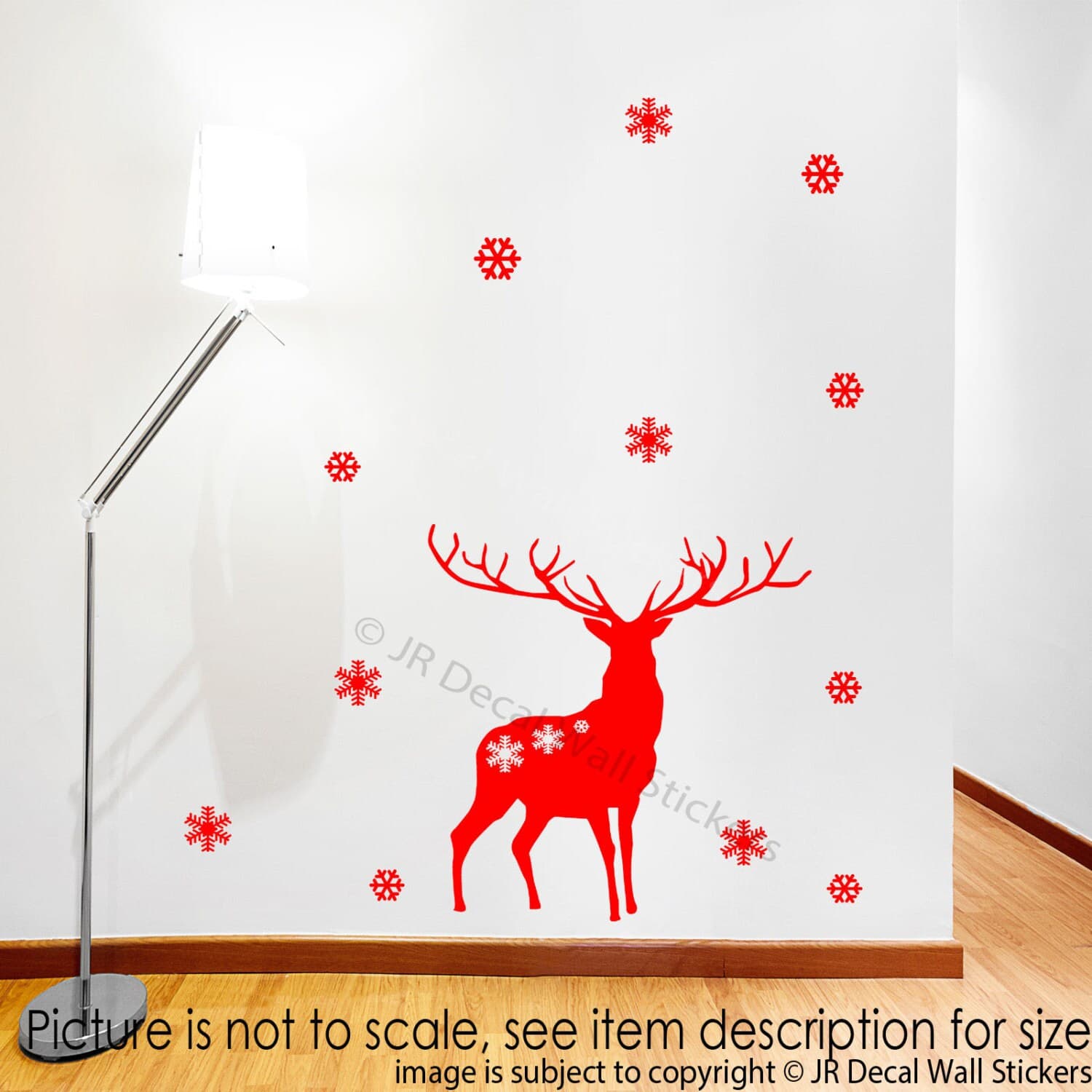 Merry Christmas Reindeer Wall Decal, Snowflake Window Clings - image 4
