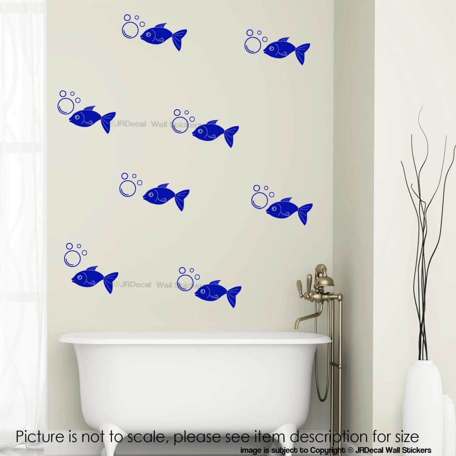 35 pice Bubble and Fish Wall Stickers Kid's Bedroom Washroom Showerroom Vinyl Tile Decals - image 4