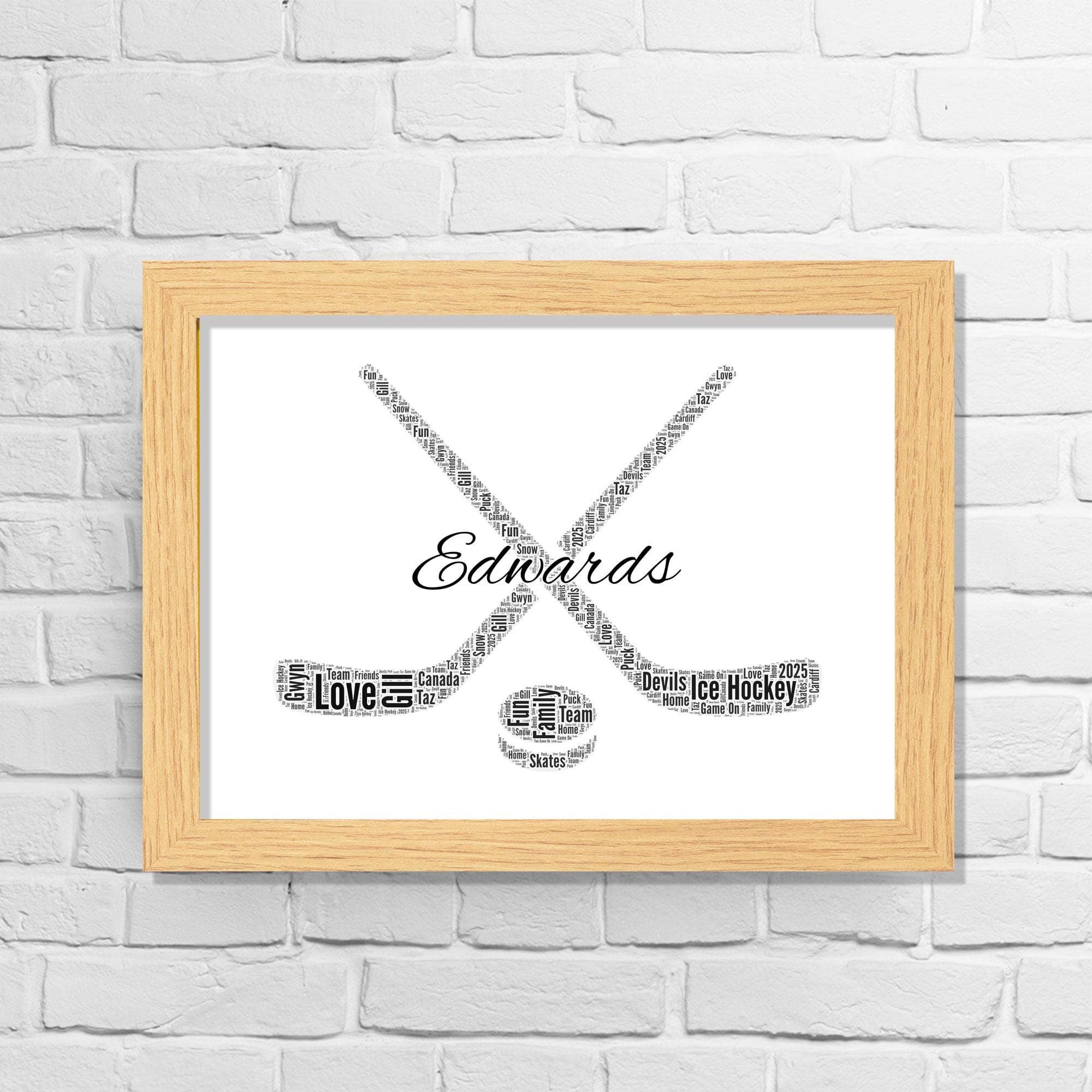 Personalised Hockey stick print word Art, Custom name Hockey puck print gift, Sports farewell gift for team player and coach Framed Unframed - image 4