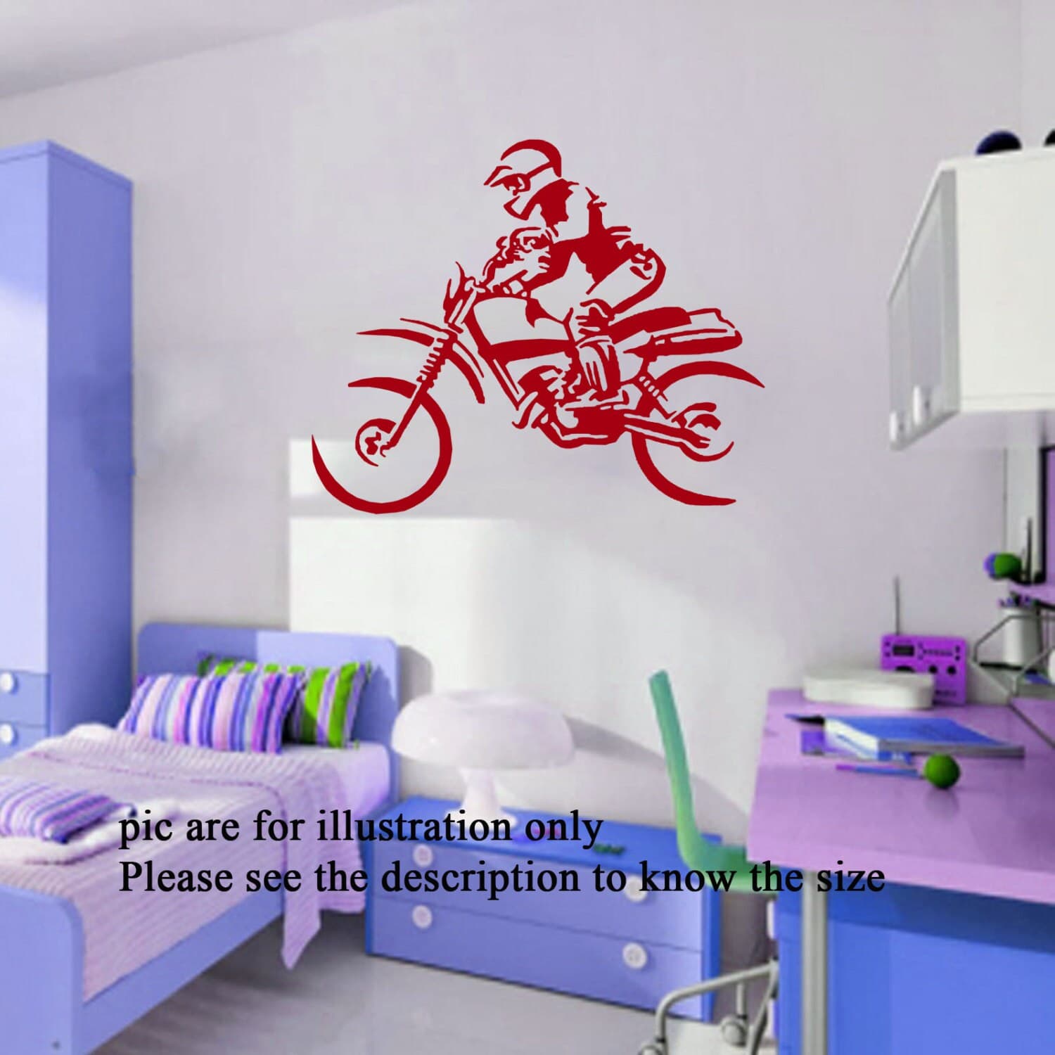 Motor Bike Race Personal Name Boy Sports Vinyl Stickers, Wall Art, decals 04 - image 4