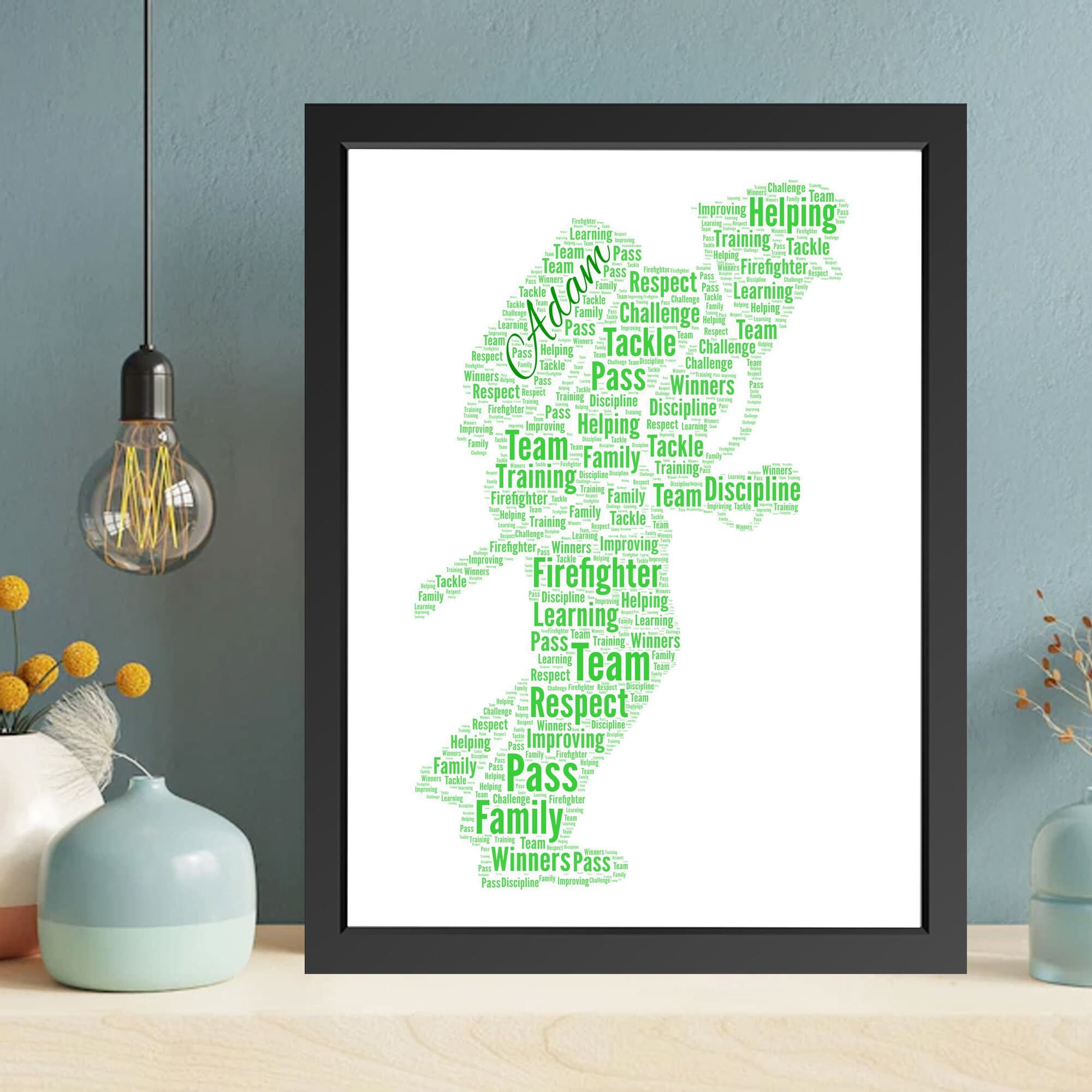 Personalised Firefighter Word Art Print, Custom Name Gift, Digital Download - image 4