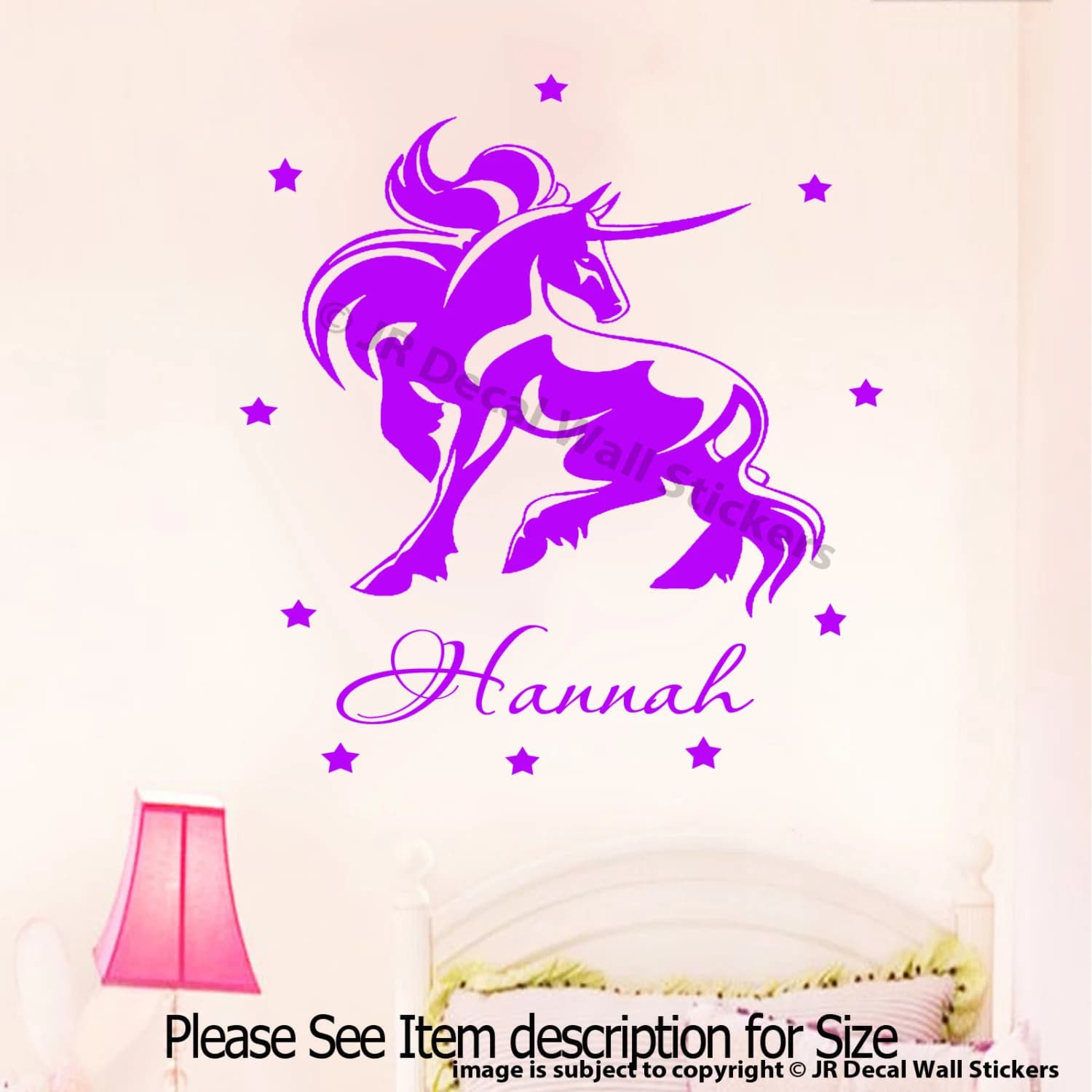 Personalized Unicorn Name Vinyl Wall Decal with Stars - image 4