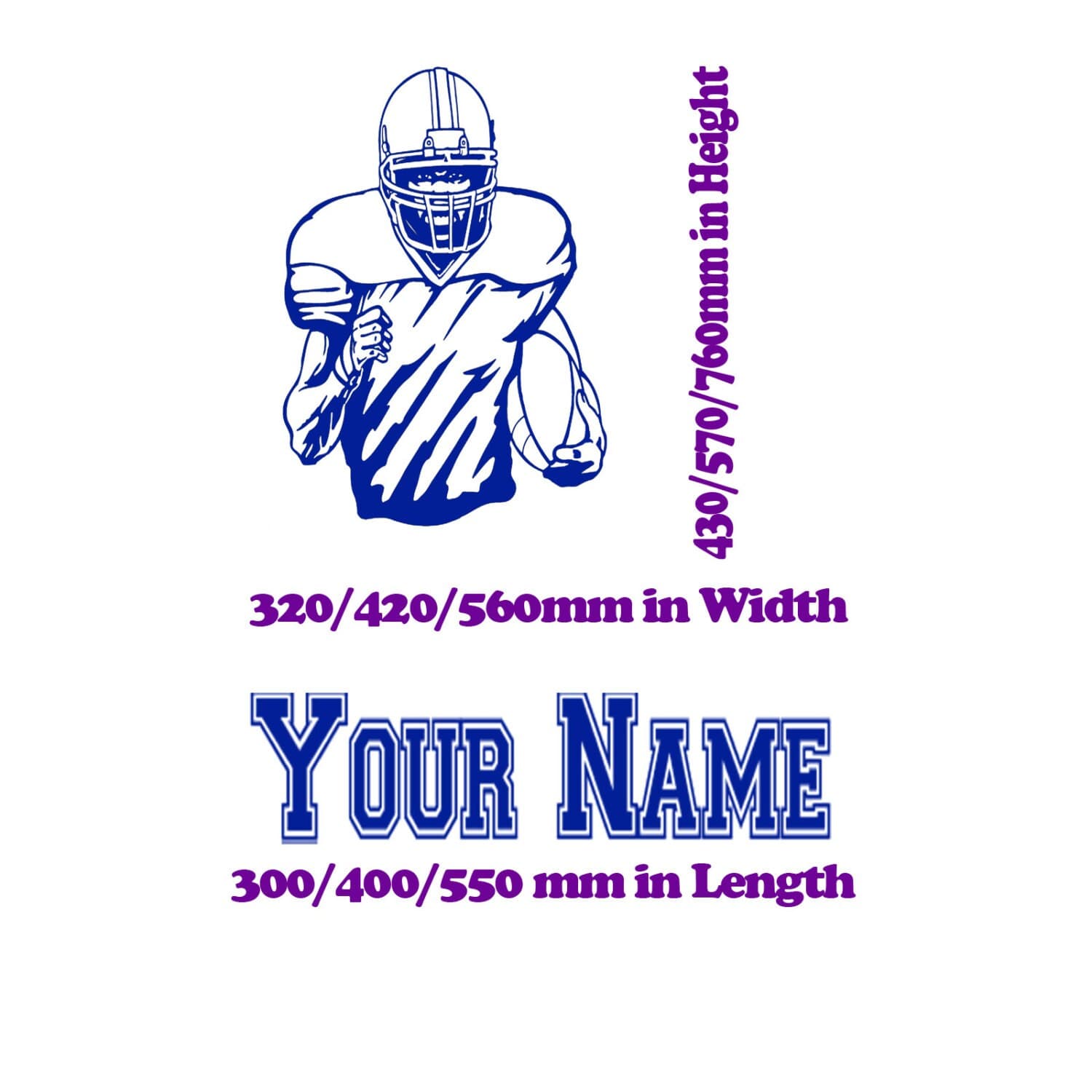 Personalized American Football Player Wall Decal, Sports Room Decor - image 5