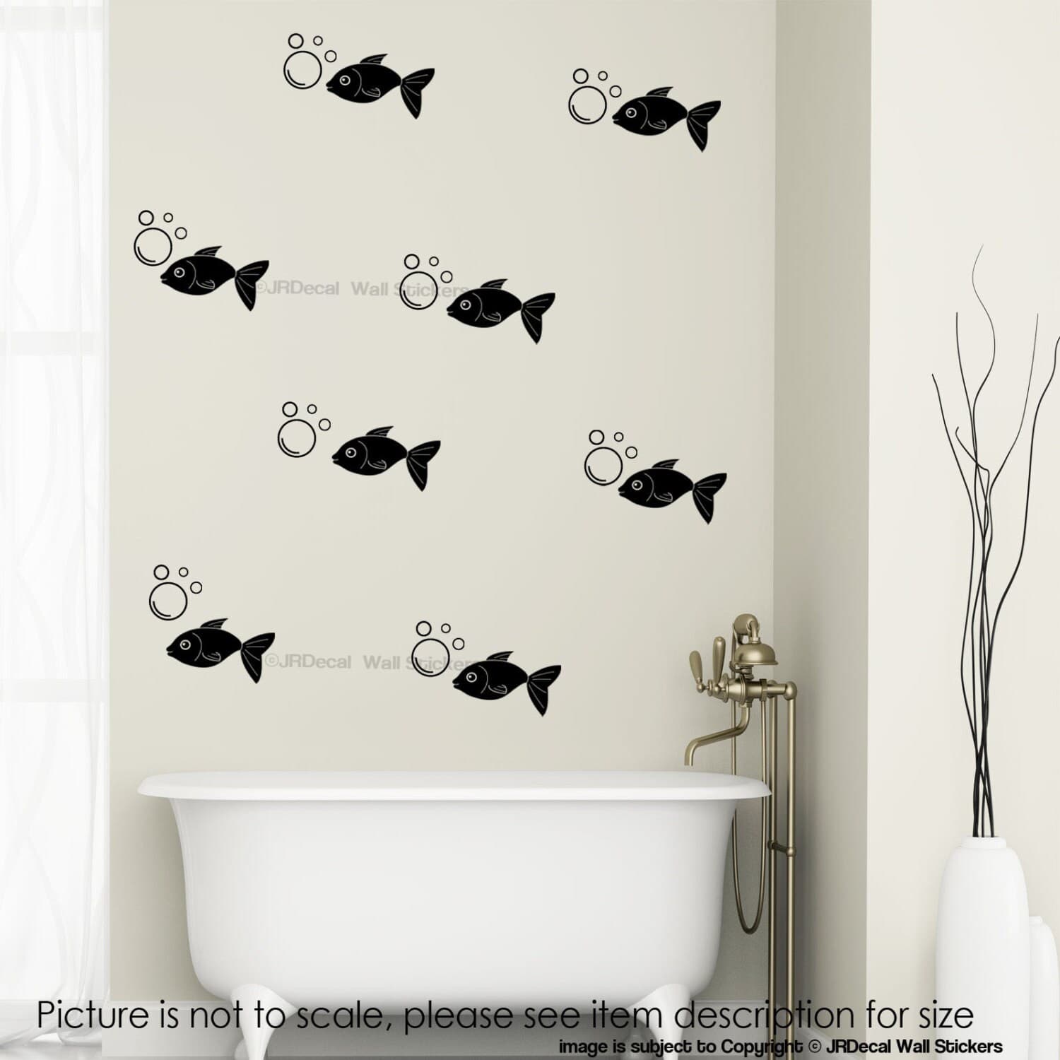 35 pice Bubble and Fish Wall Stickers Kid's Bedroom Washroom Showerroom Vinyl Tile Decals - image 3