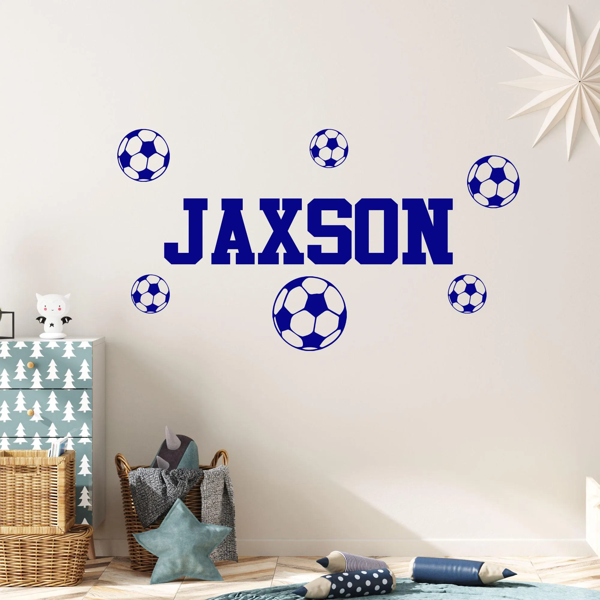Personalised Football Wall Decals, Custom Name Stickers Boy's Room Sports Decor - image 3