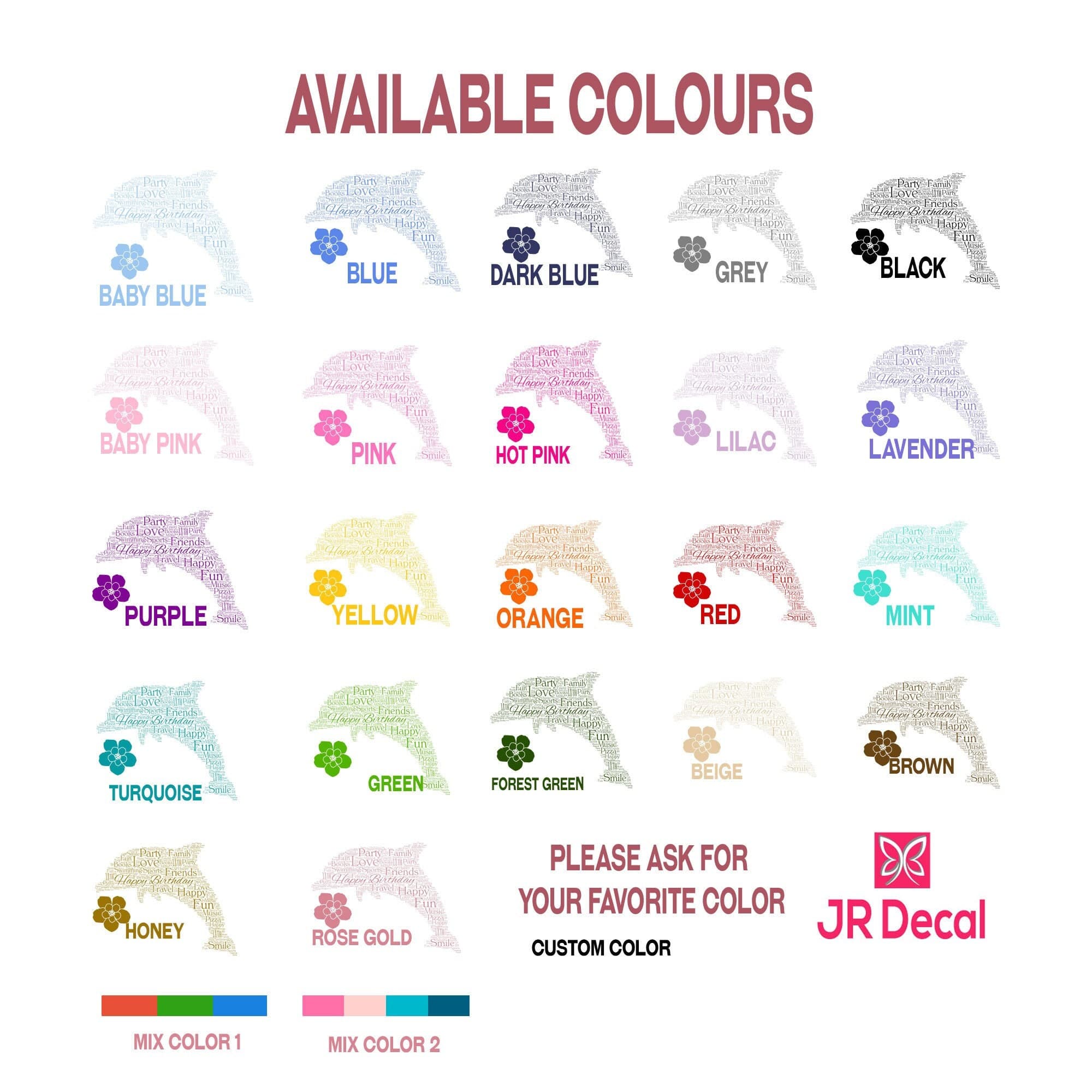 JRDecal Colour Chart